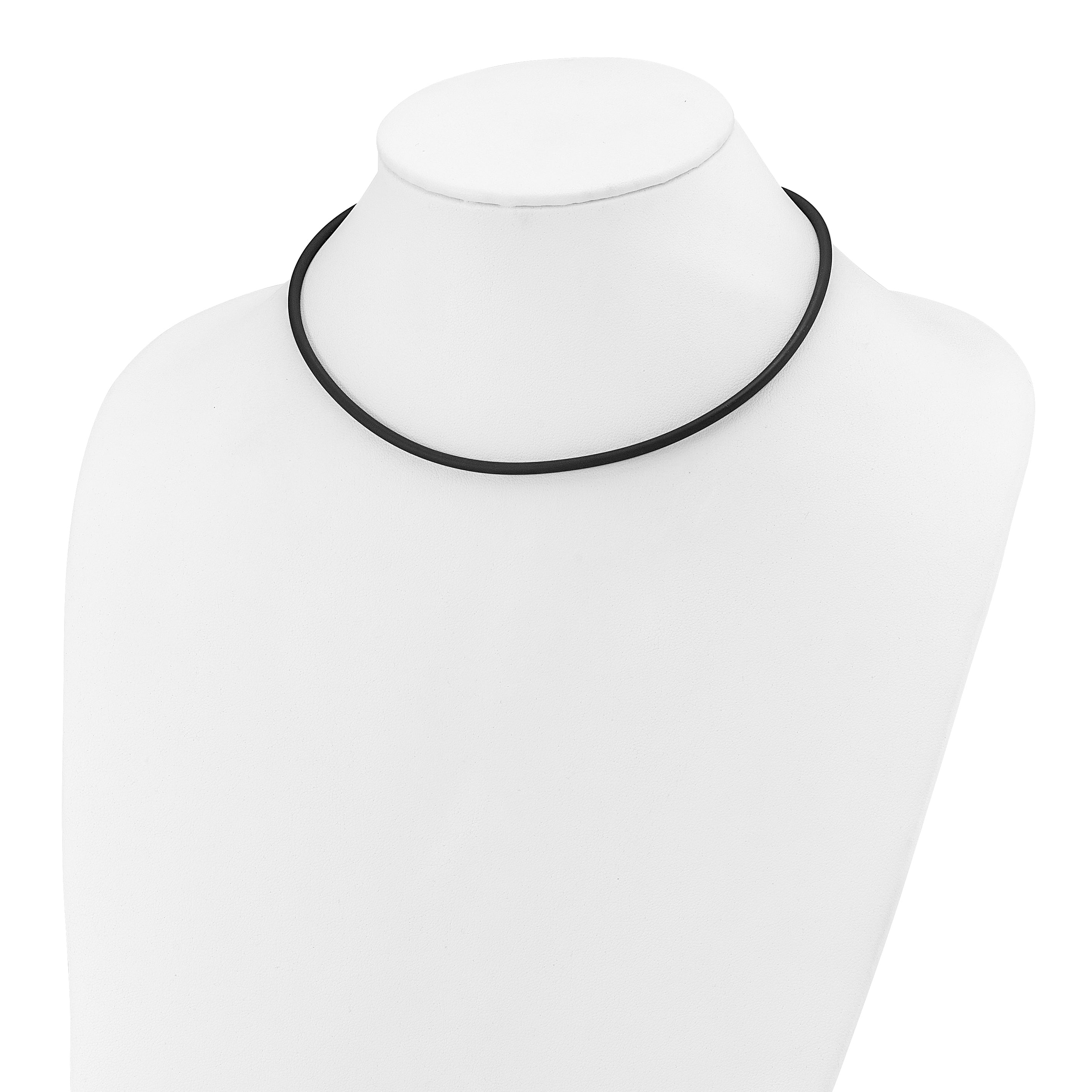 14k Yellow Clasp 3mm 16 inch Black Rubber Cord Necklace