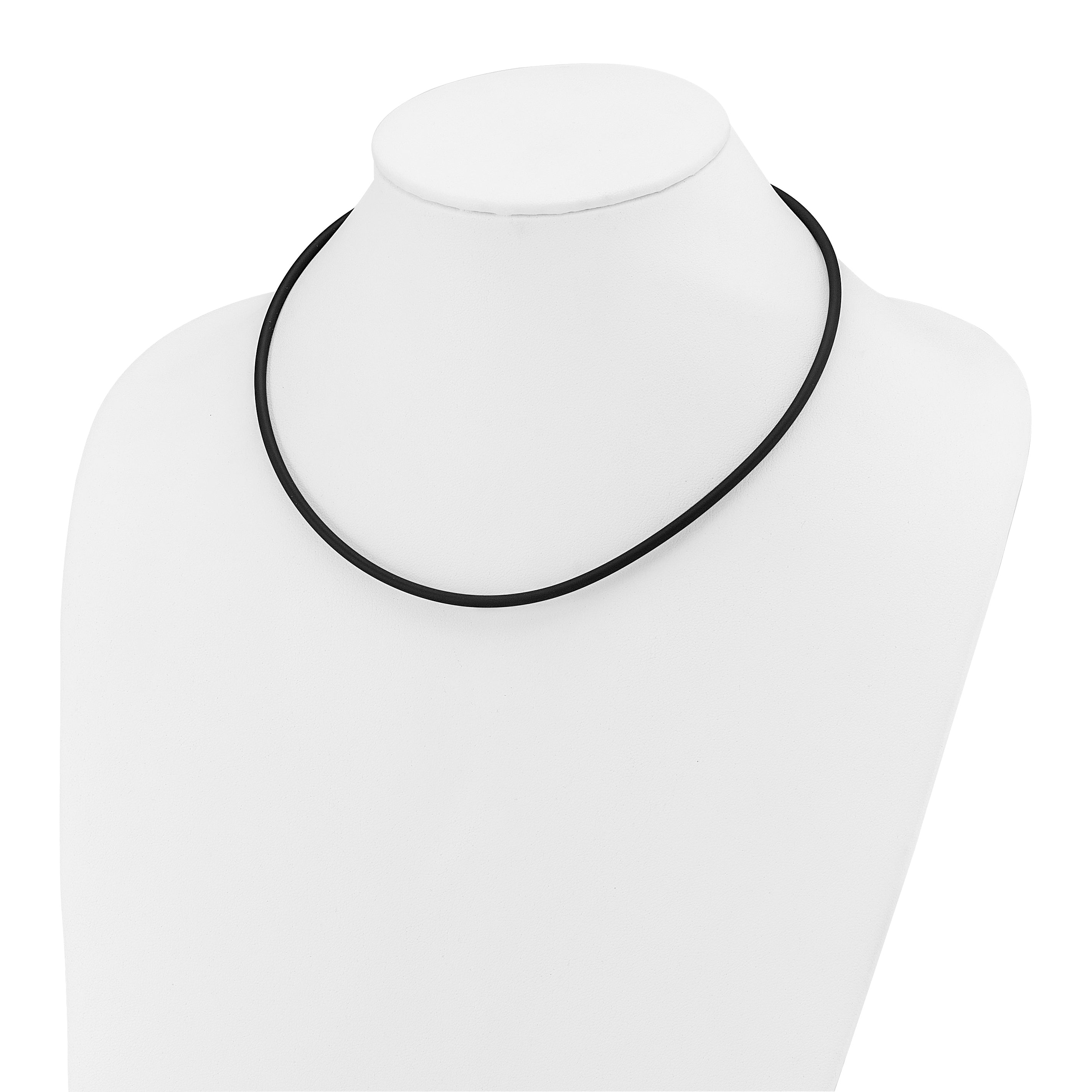 14k Yellow Clasp 3mm 16 inch Black Rubber Cord Necklace