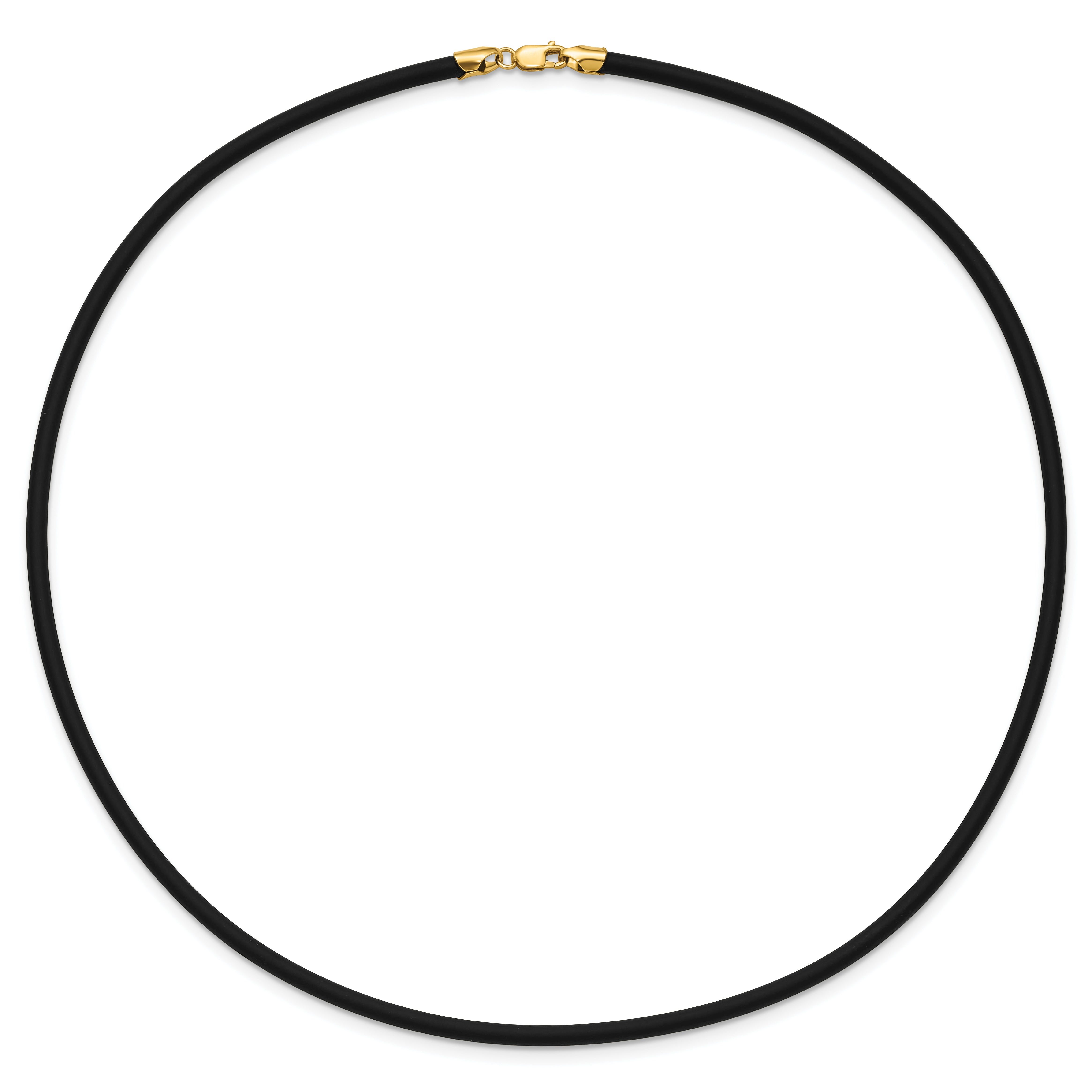 14k Yellow Clasp 3mm 16 inch Black Rubber Cord Necklace