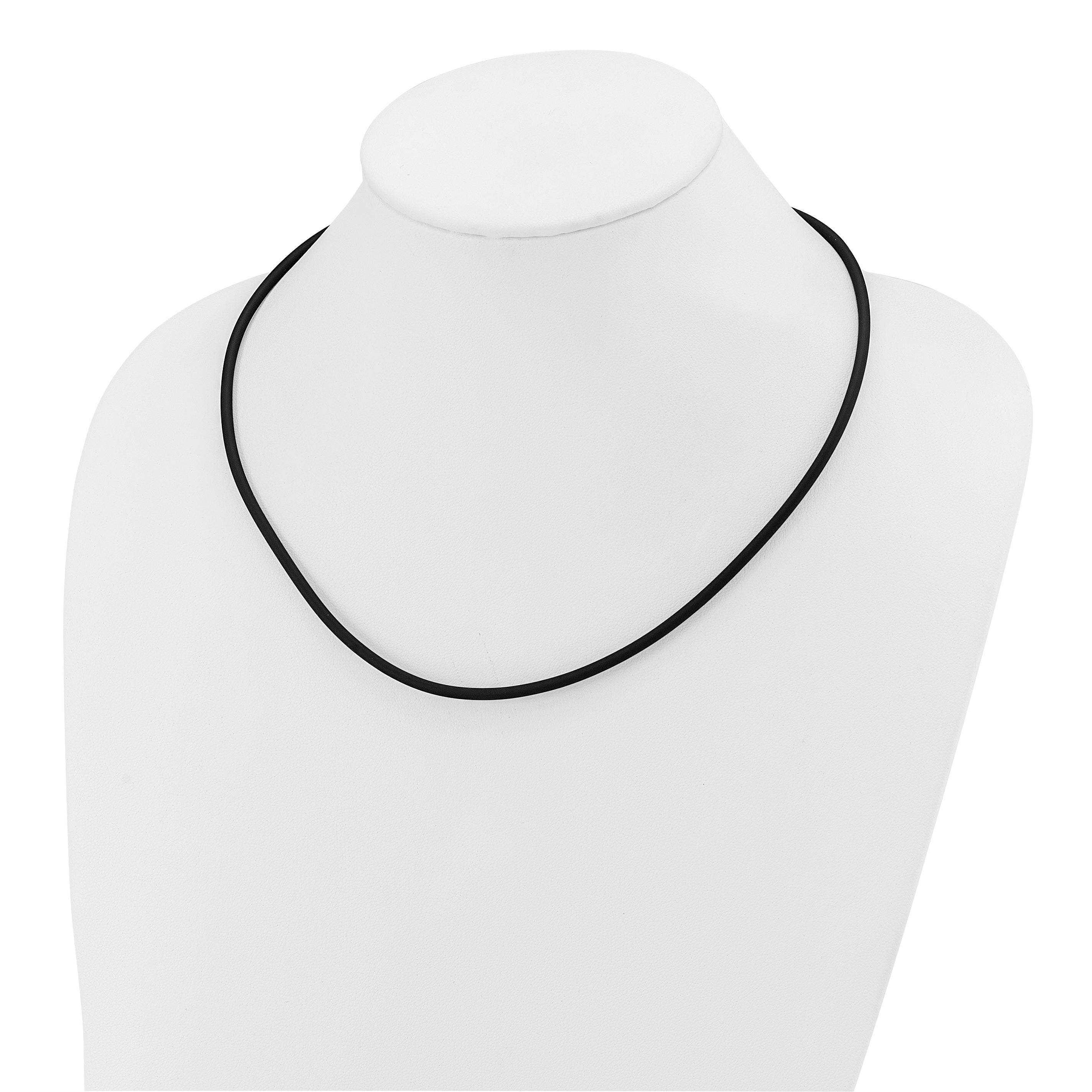 14k Yellow Clasp 3mm 16 inch Black Rubber Cord Necklace