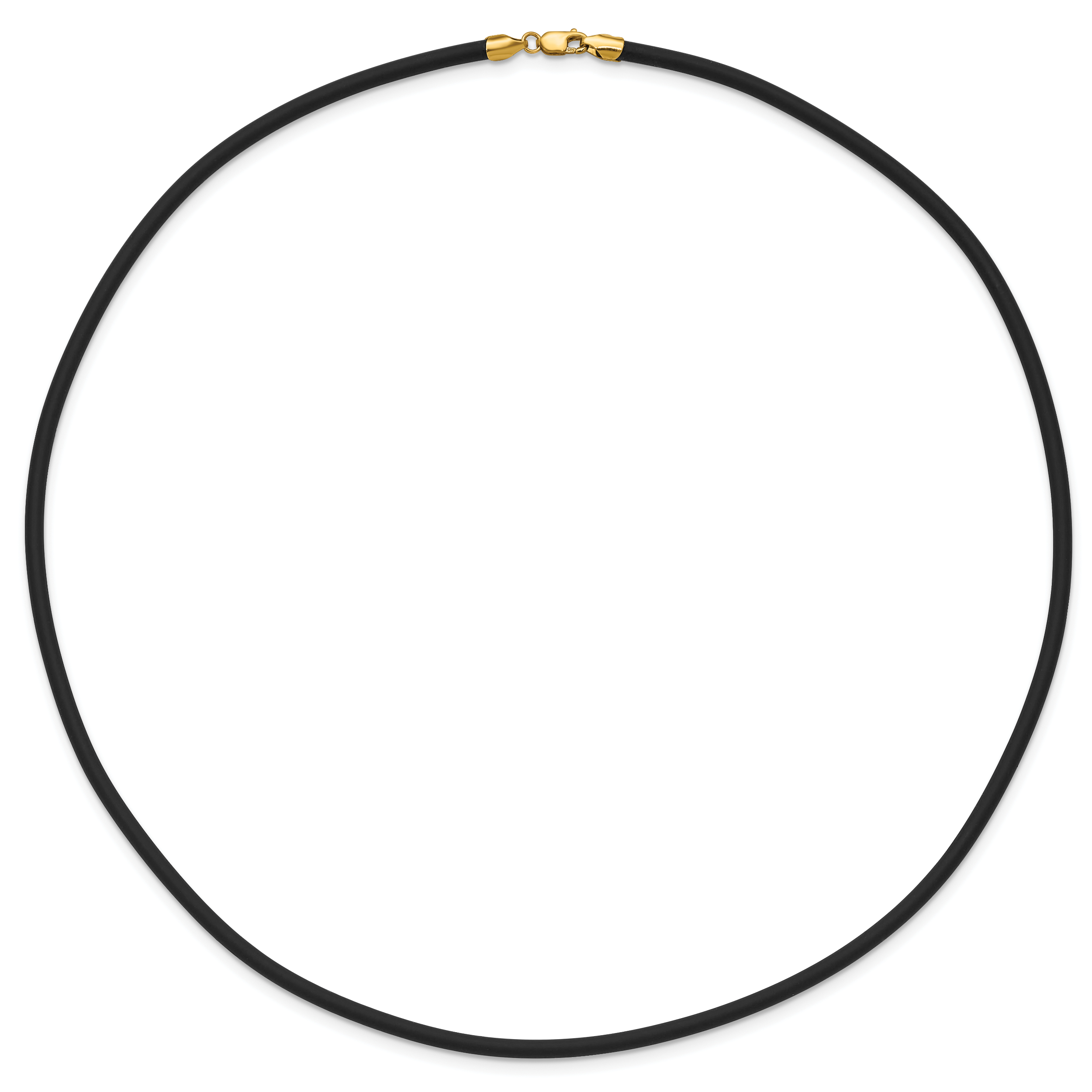 14k Yellow Clasp 3mm 16 inch Black Rubber Cord Necklace