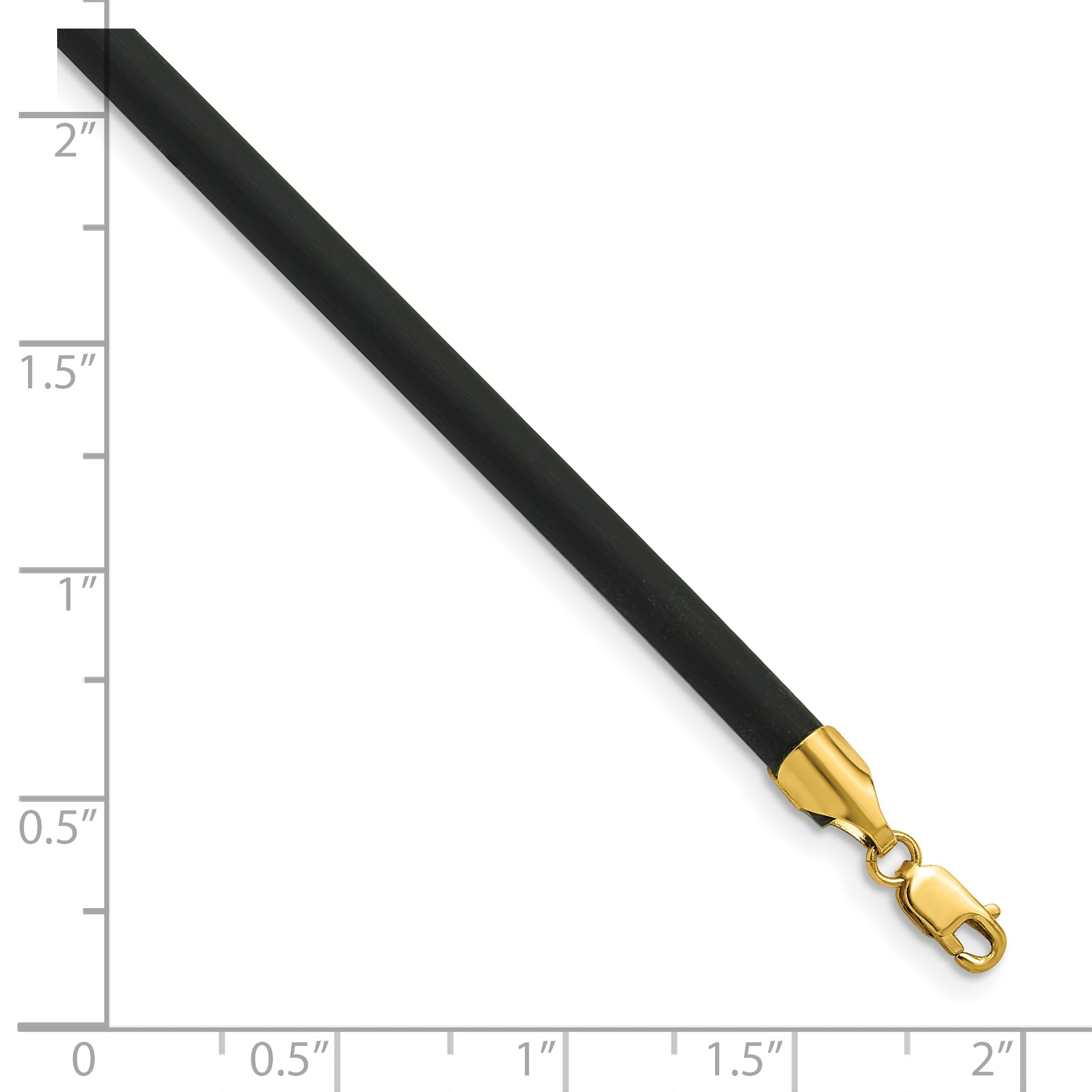 14k Yellow Clasp 4mm 16 inch Black Rubber Cord Necklace