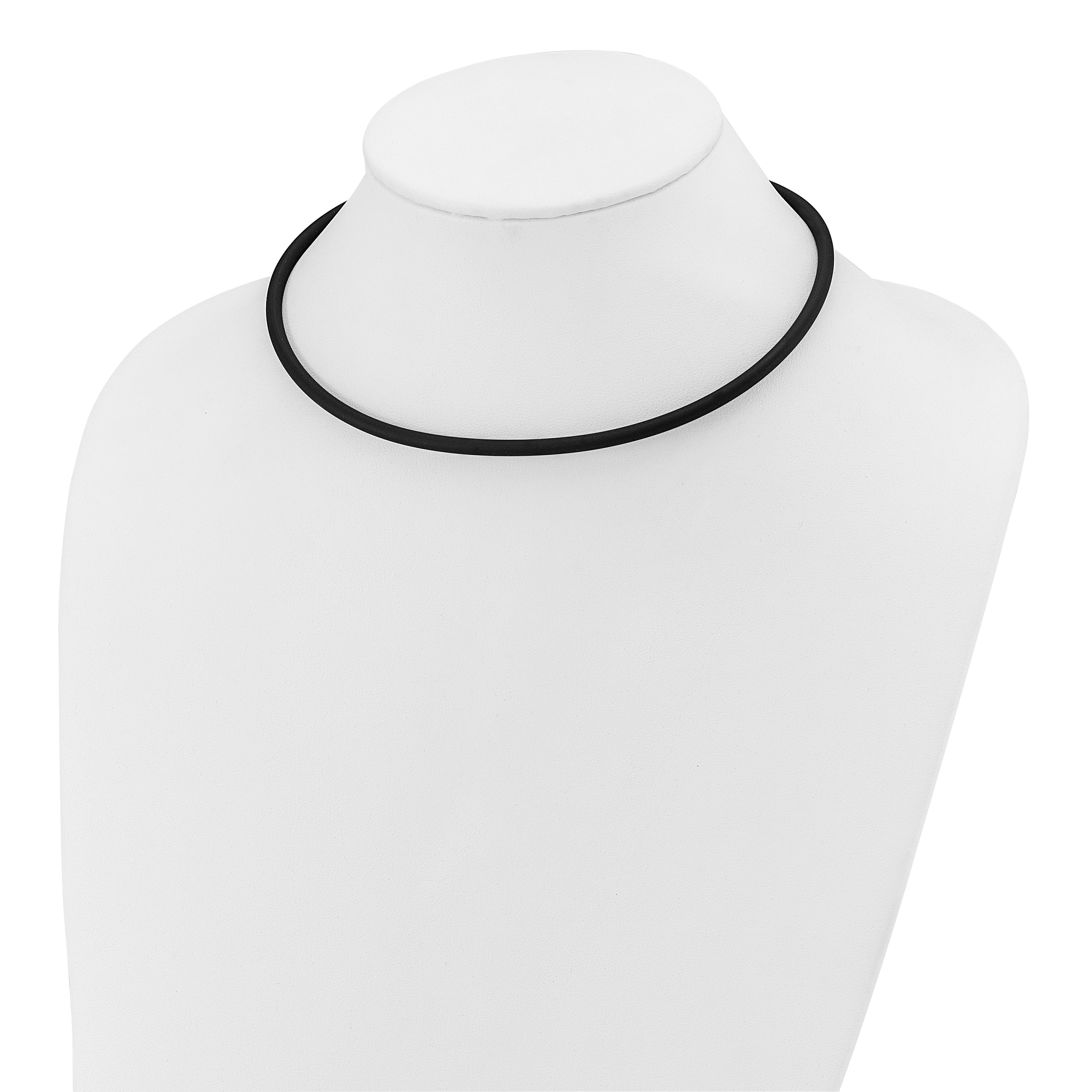 14k Yellow Clasp 4mm 16 inch Black Rubber Cord Necklace