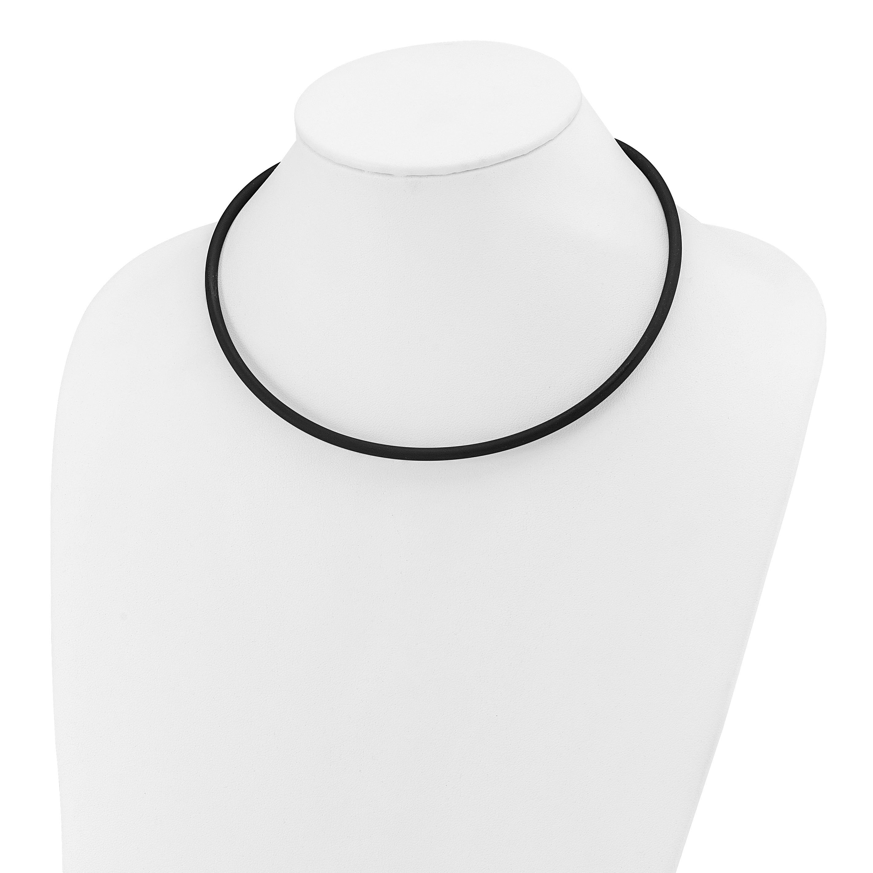 14k Yellow Clasp 4mm 16 inch Black Rubber Cord Necklace