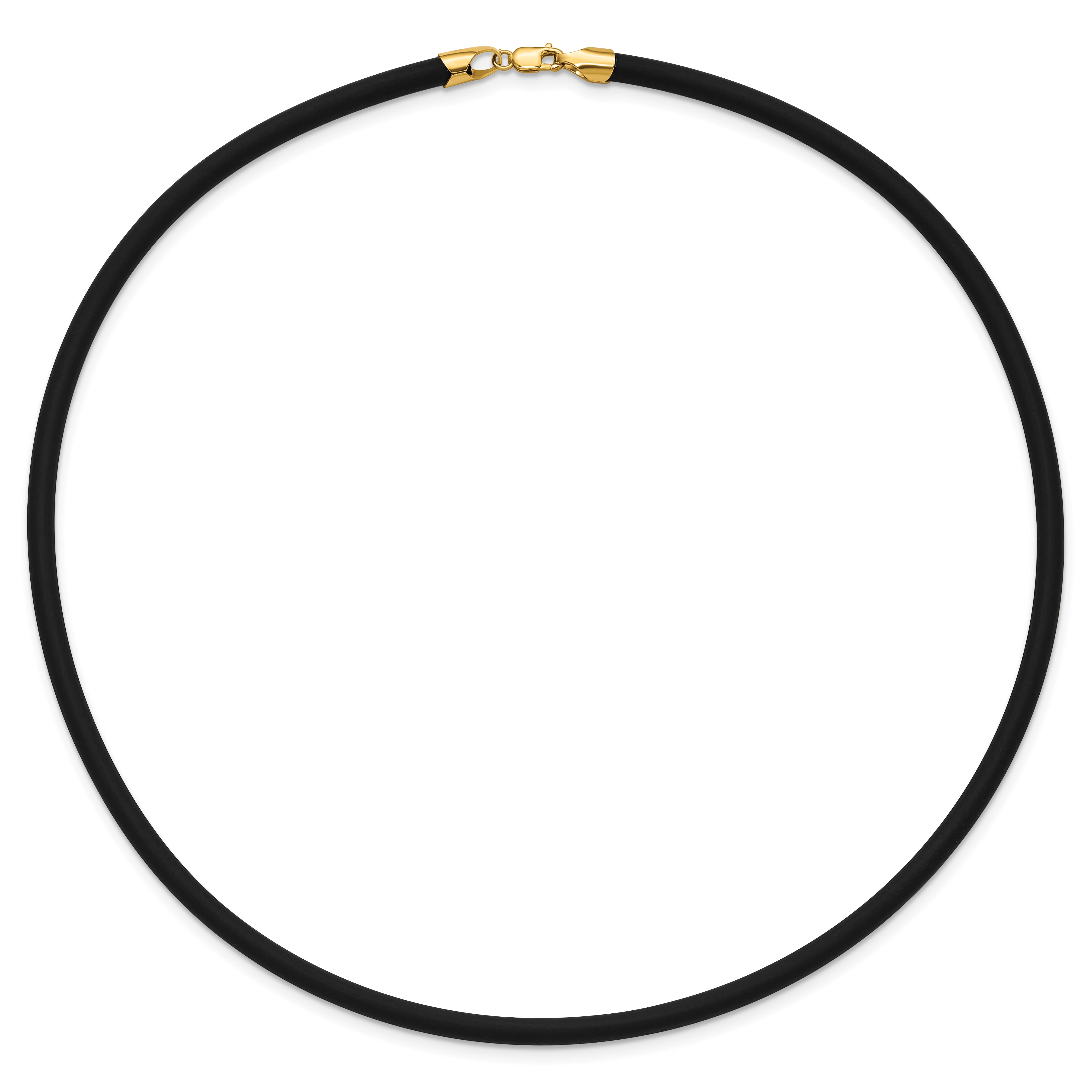 14k Yellow Clasp 4mm 16 inch Black Rubber Cord Necklace