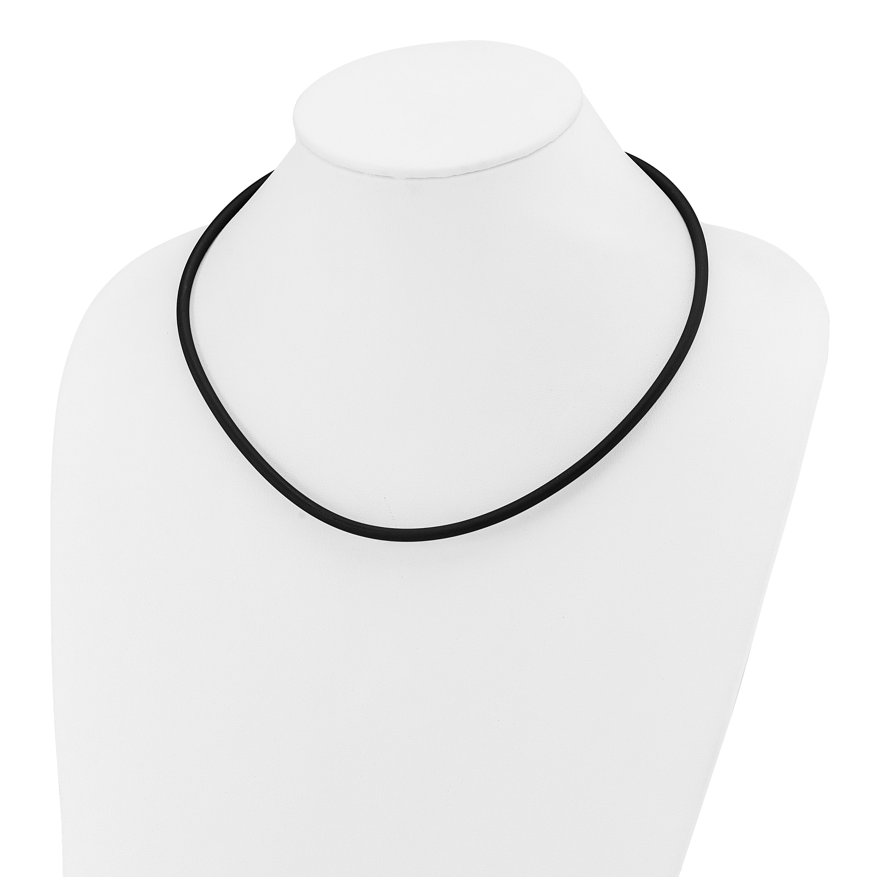 14k Yellow Clasp 4mm 16 inch Black Rubber Cord Necklace