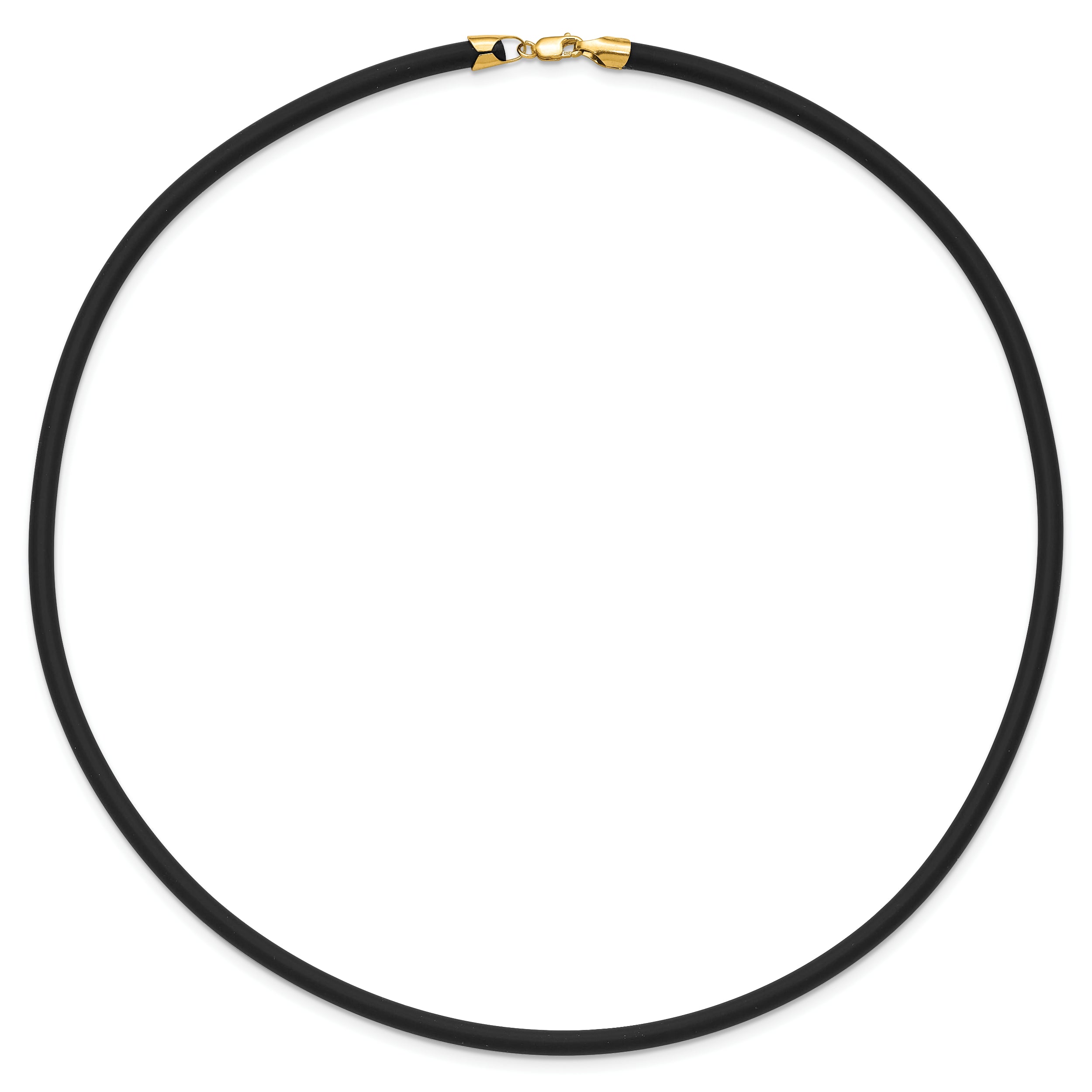 14k Yellow Clasp 4mm 16 inch Black Rubber Cord Necklace