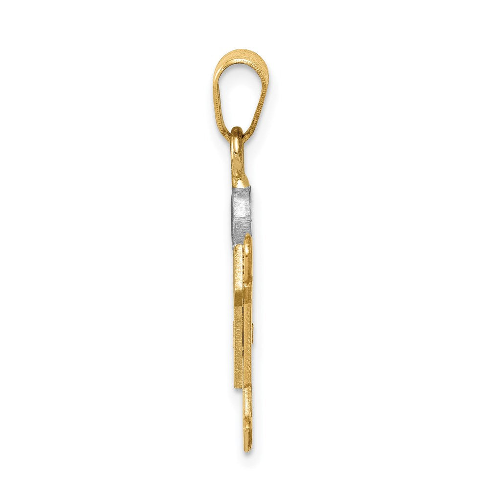 14k Two-tone AA Diamond Kid Pendant