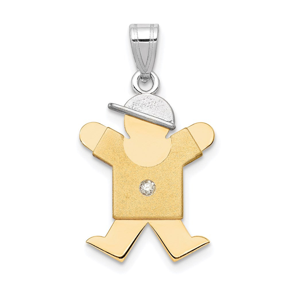 14k Two-tone AA Diamond Kid Pendant