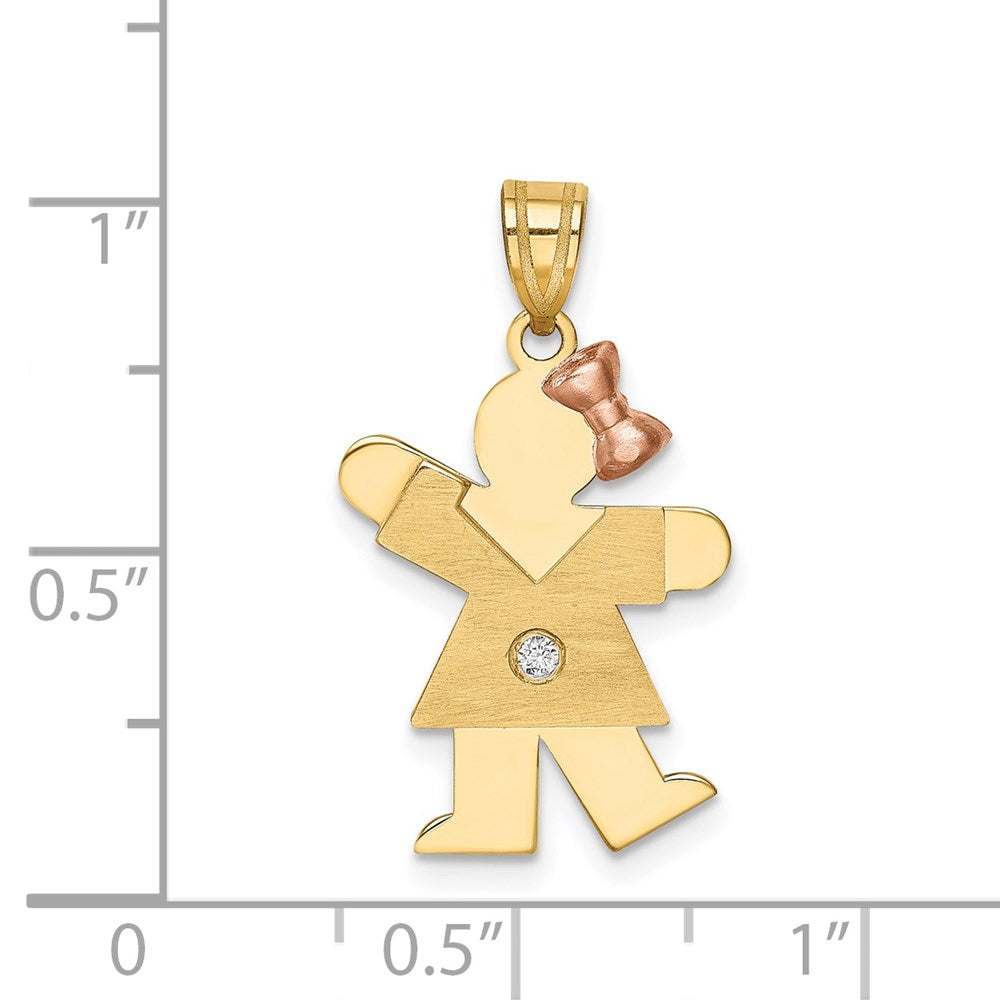 14k Two-tone AA Diamond Kid Pendant