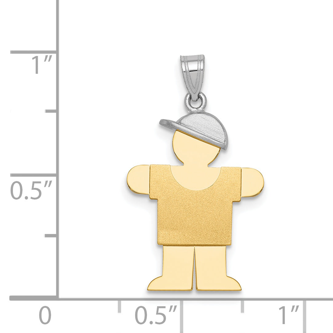 14k Two-Tone Small Boy w/ Hat on Right Engravable Charm