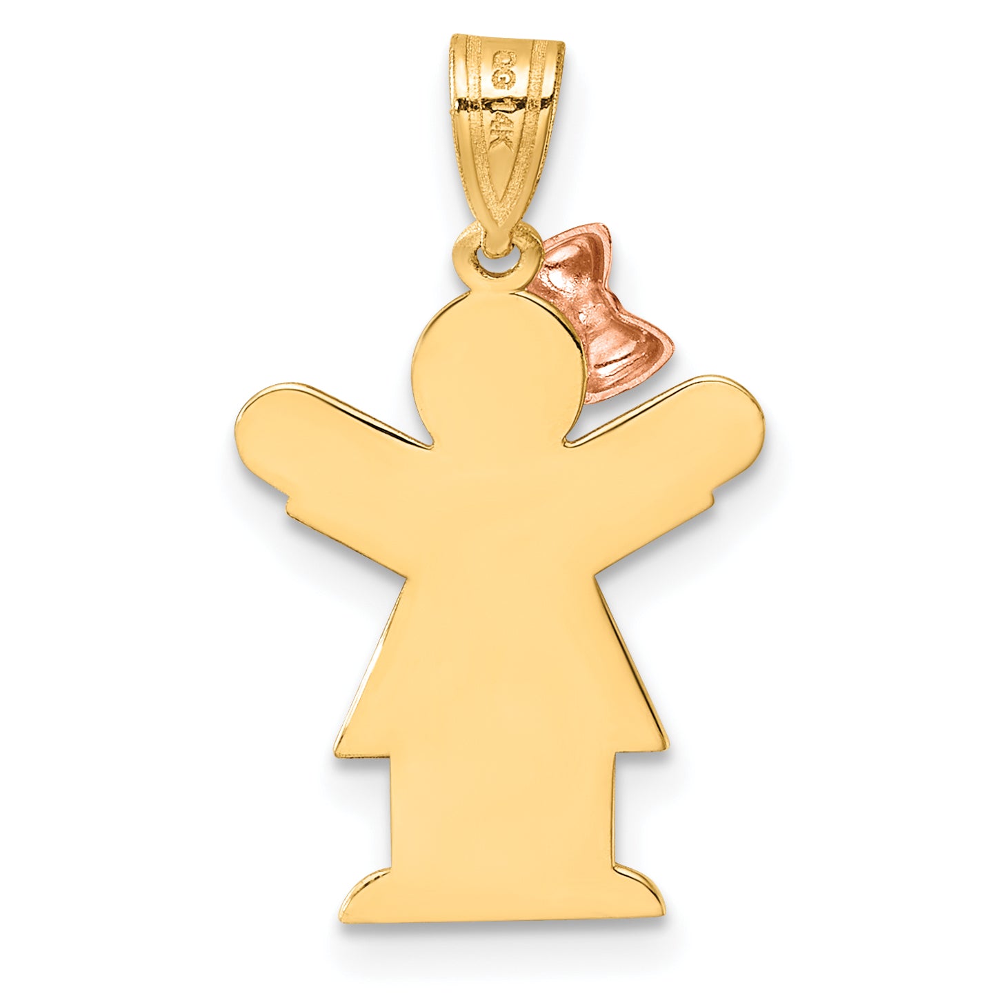 14k Two-Tone Small Girl on Left Engravable Charm