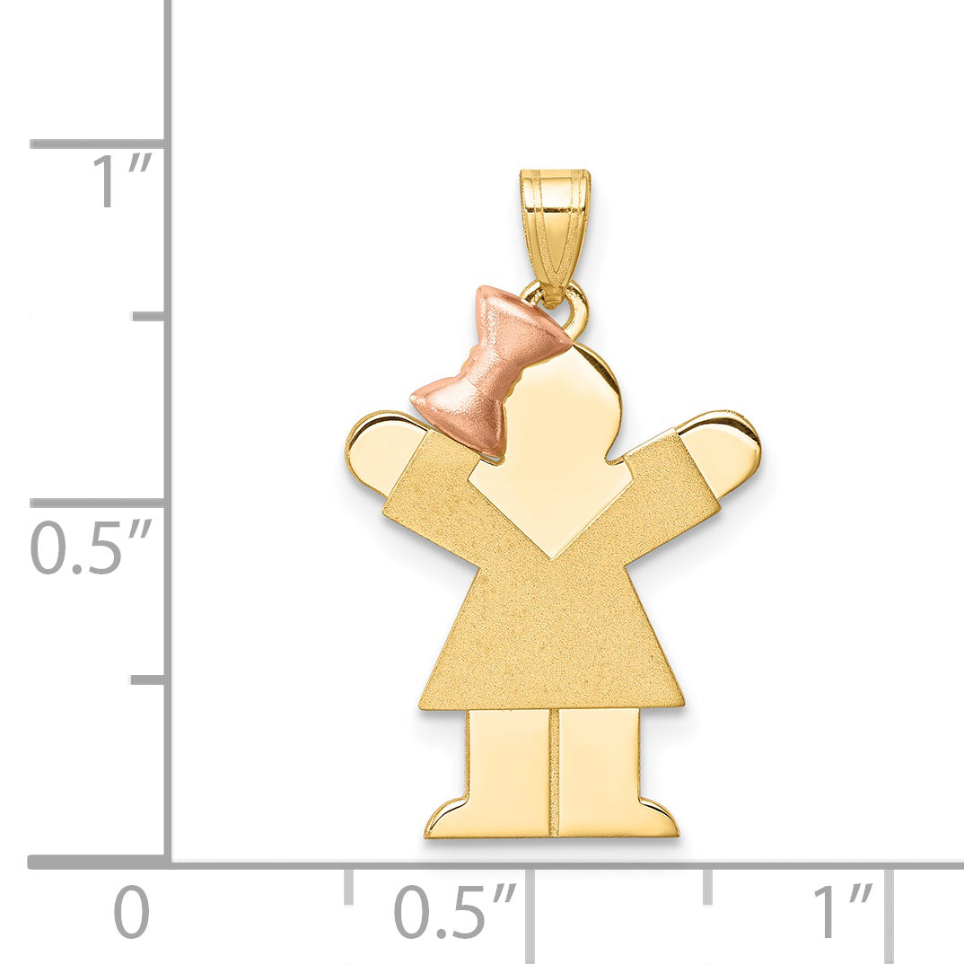 14k Two-Tone Small Girl on Left Engravable Charm