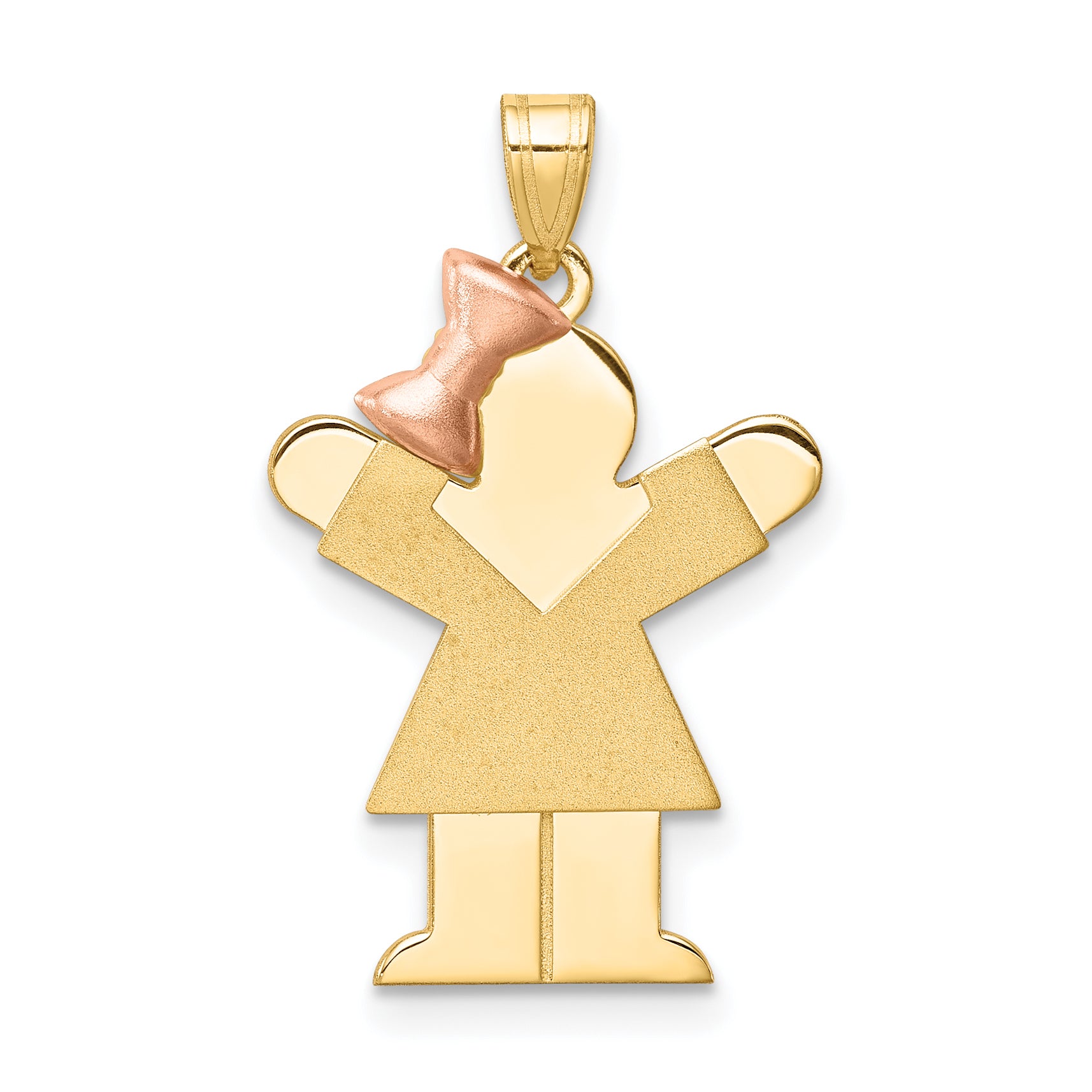 14k Two-Tone Small Girl on Left Engravable Charm