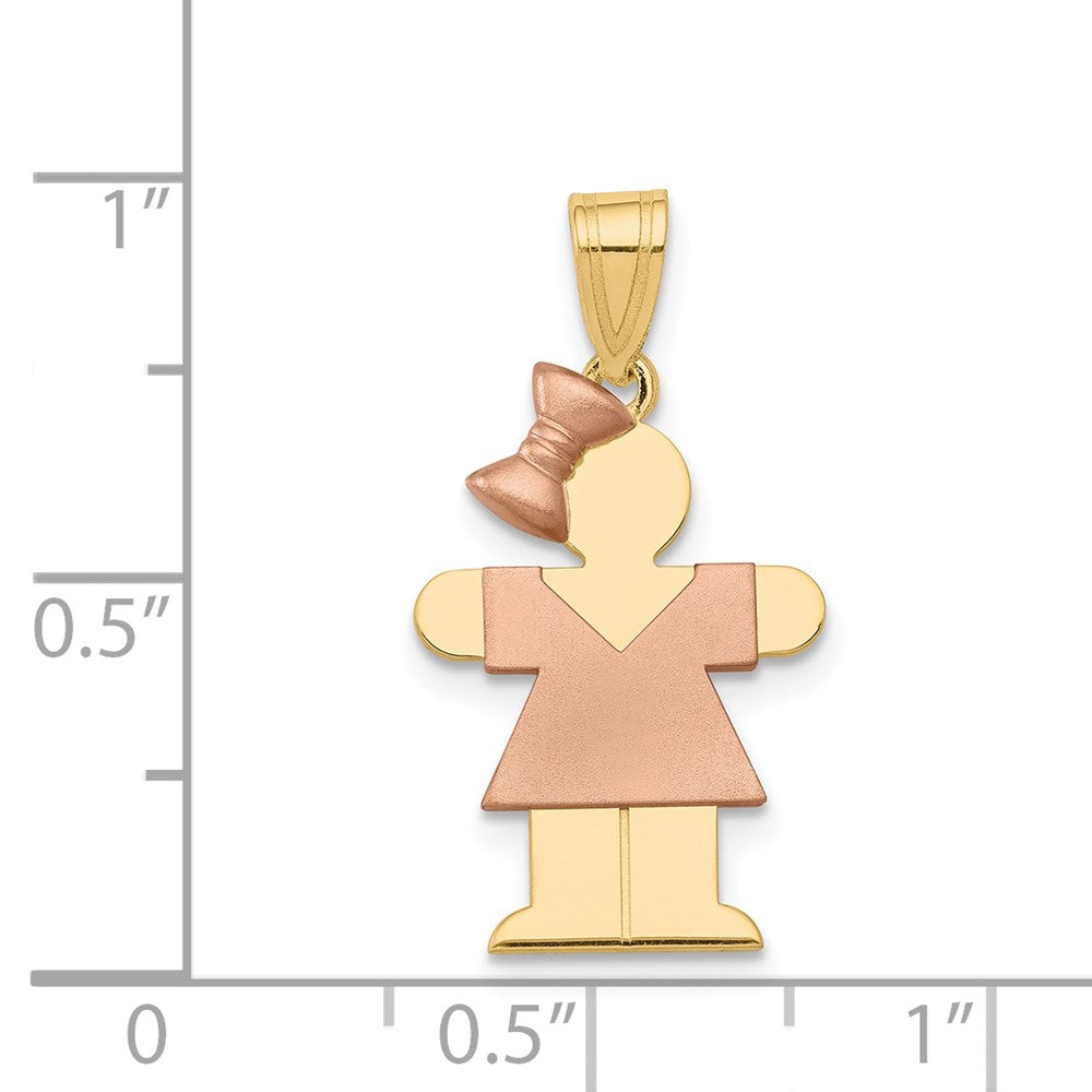 14k Two-Tone Small Girl w/ Bow on Left Engravable Charm