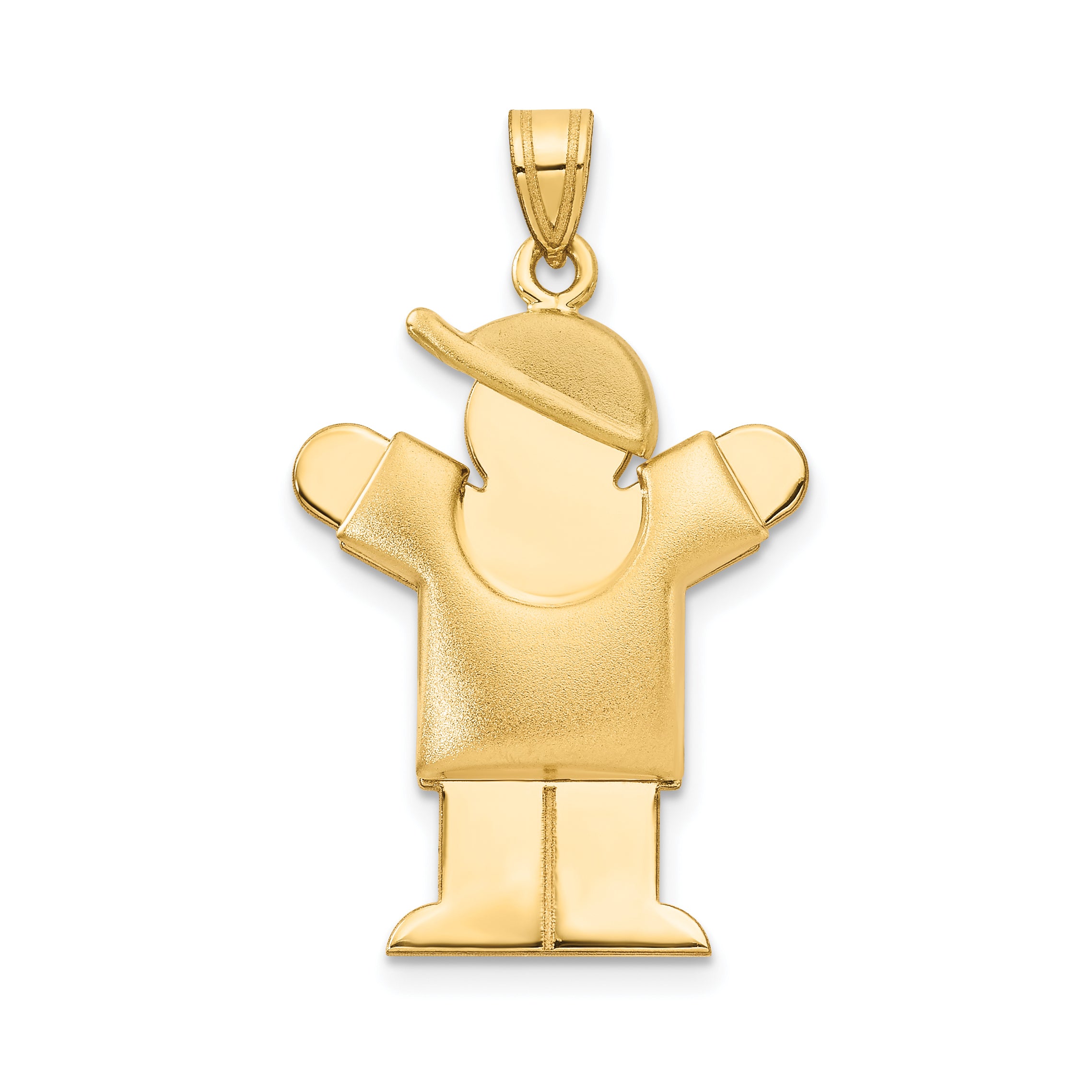 14k Puffed Boy w/Hat on Right Engravable Charm