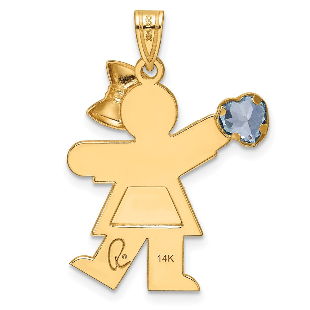 14k Girl with CZ March Birthstone Charm