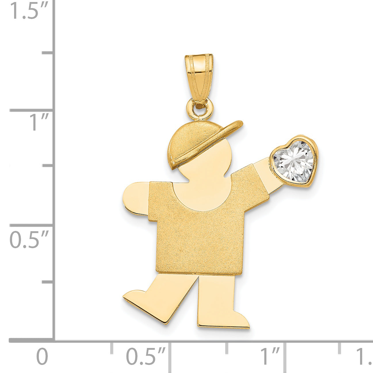 14k Boy with CZ April Birthstone Charm