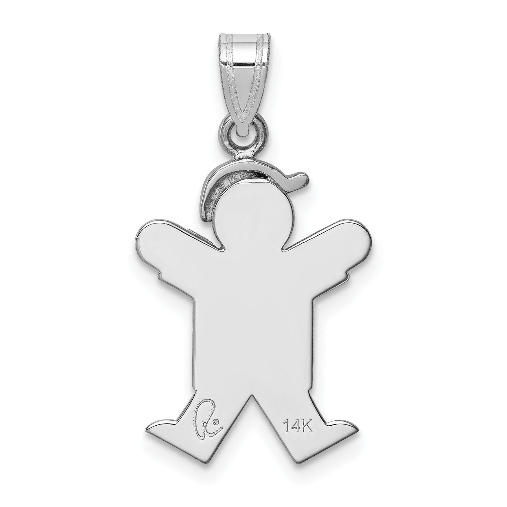 14k White Gold Small Boy w/Hat on Right Engravable Charm