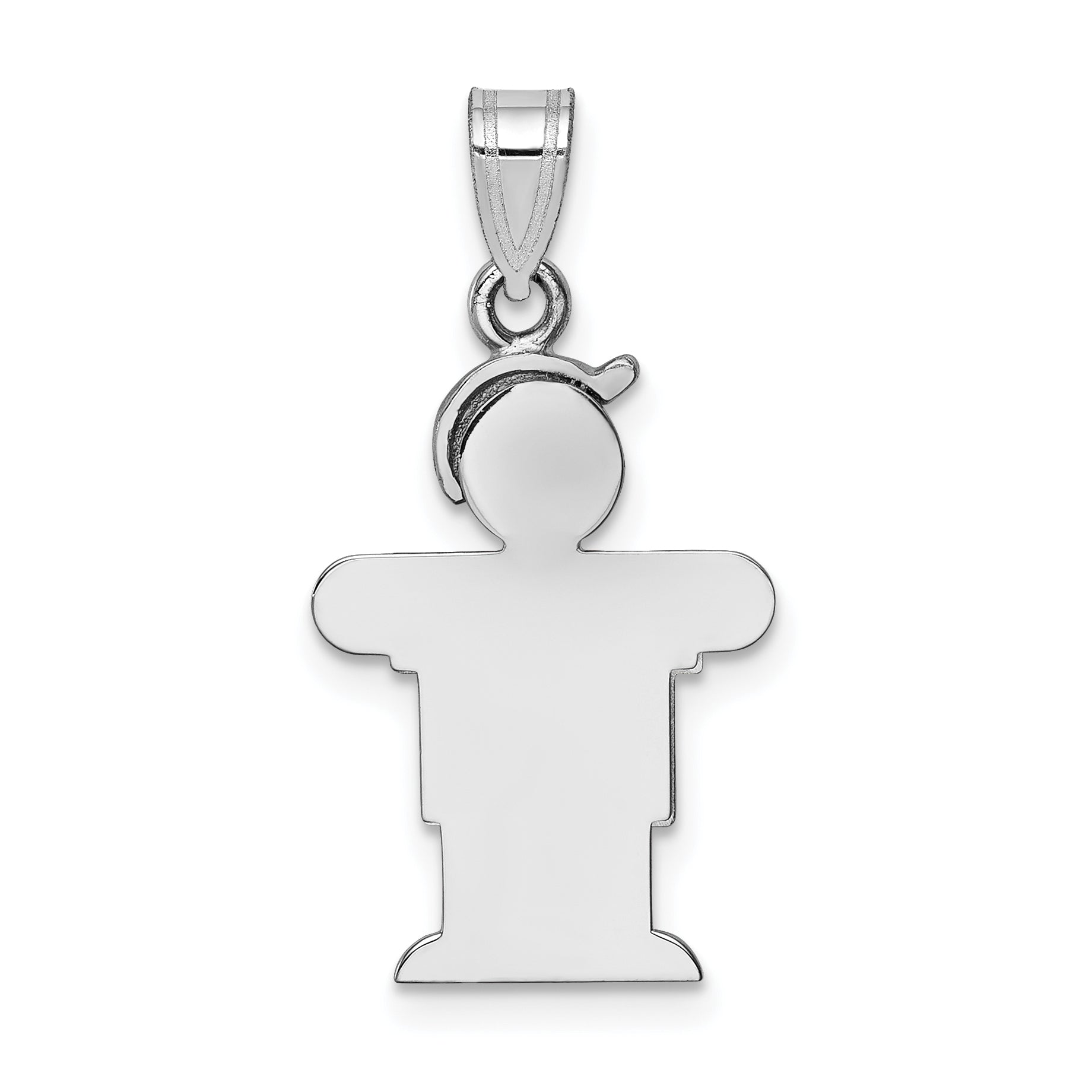 14k White Gold Small Boy w/Hat on Right Engravable Charm