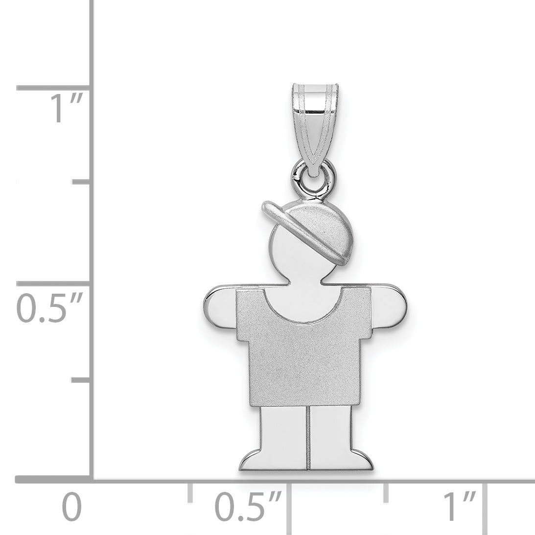 14k White Gold Small Boy w/Hat on Right Engravable Charm