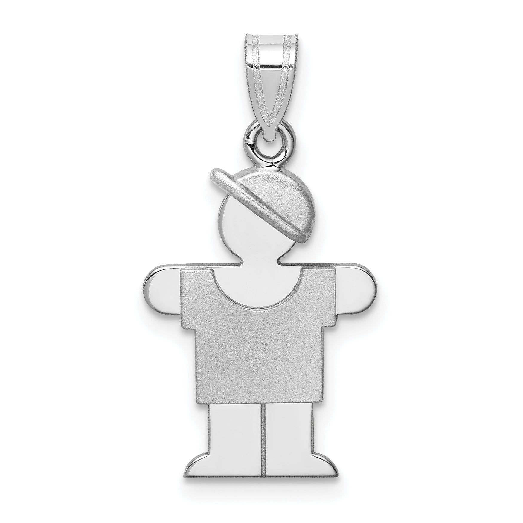14k White Gold Small Boy w/Hat on Right Engravable Charm