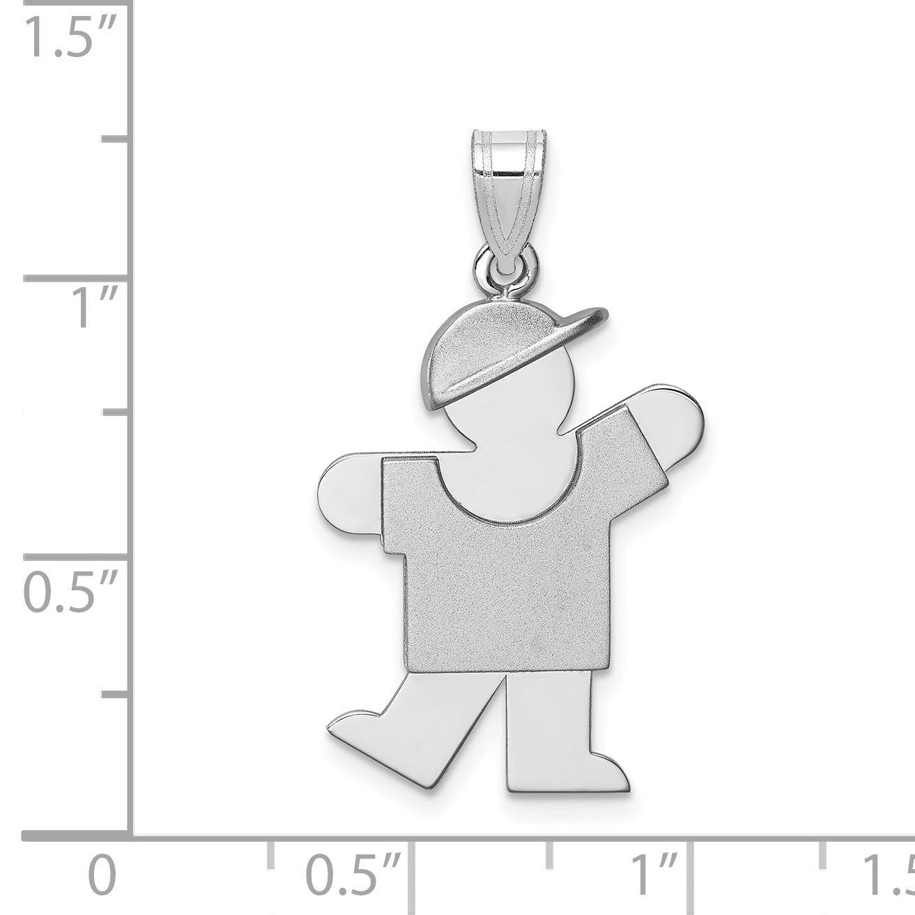 14k White Gold Medium Boy w/Hat on Left Engravable Charm