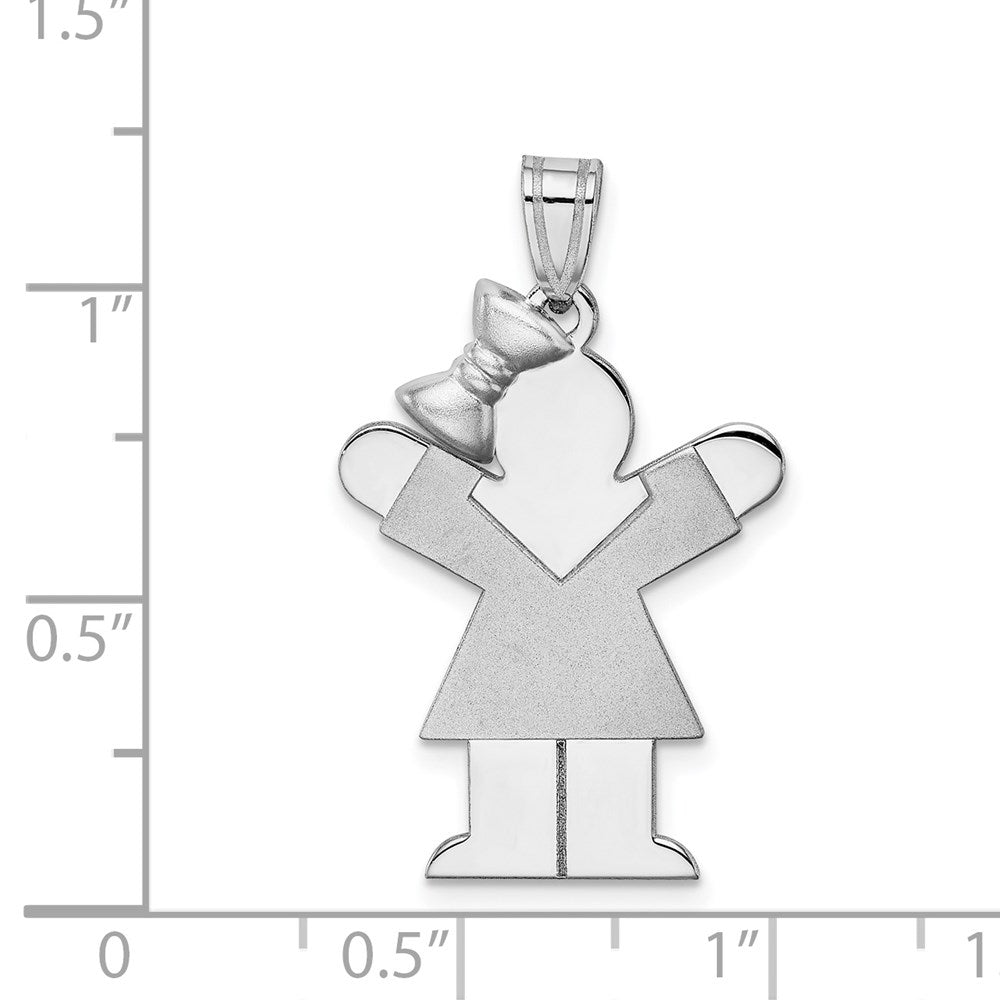 14k White Gold Medium Girl w/Bow on Left Engravable Charm