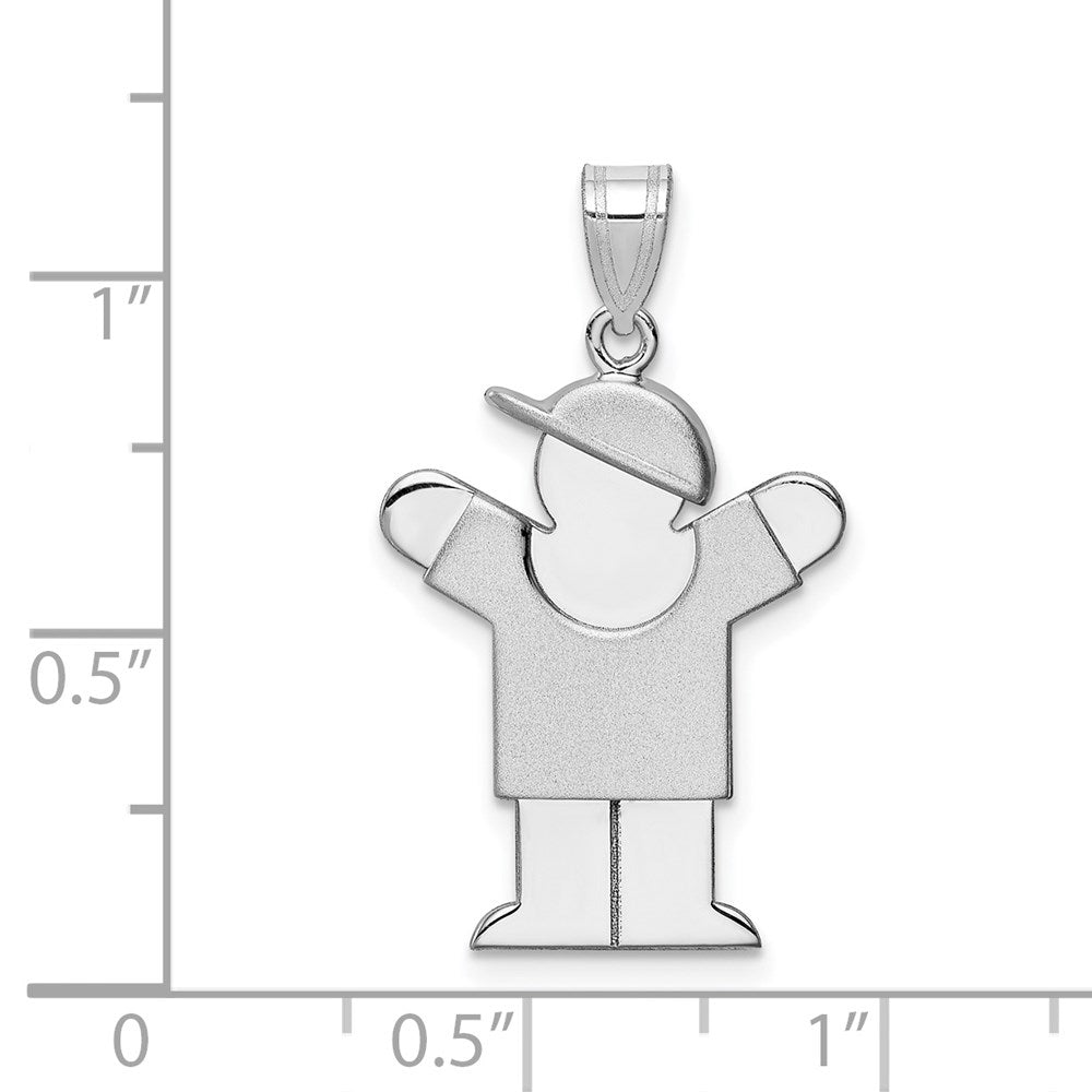 14k White Gold Medium Boy w/Hat on Right Engravable Charm