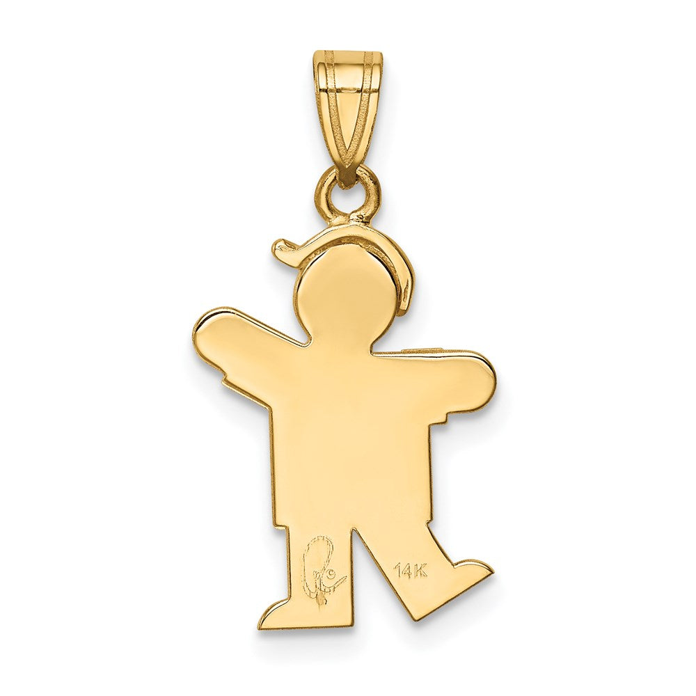 14k Solid Engravable Boy with Hat on Left Charm