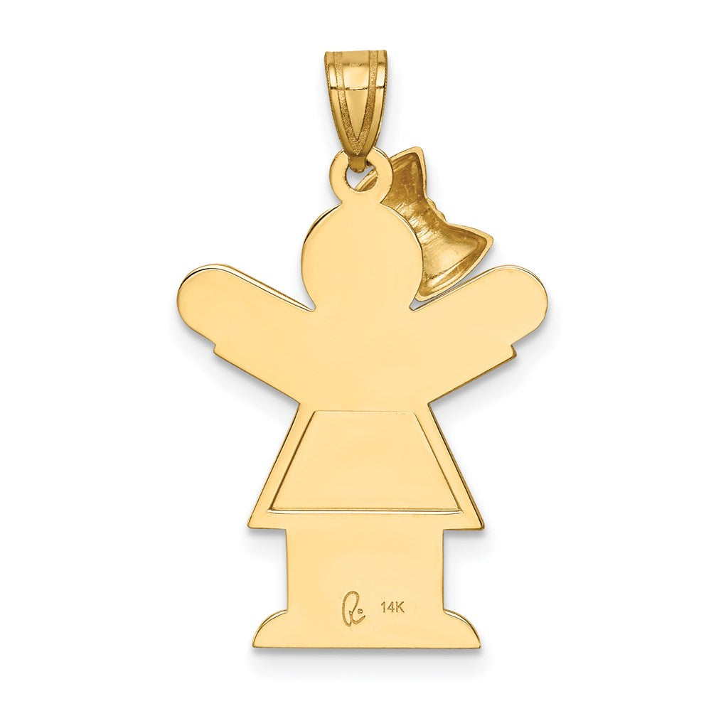 14k Solid Engravable Girl with Bow on Left Charm