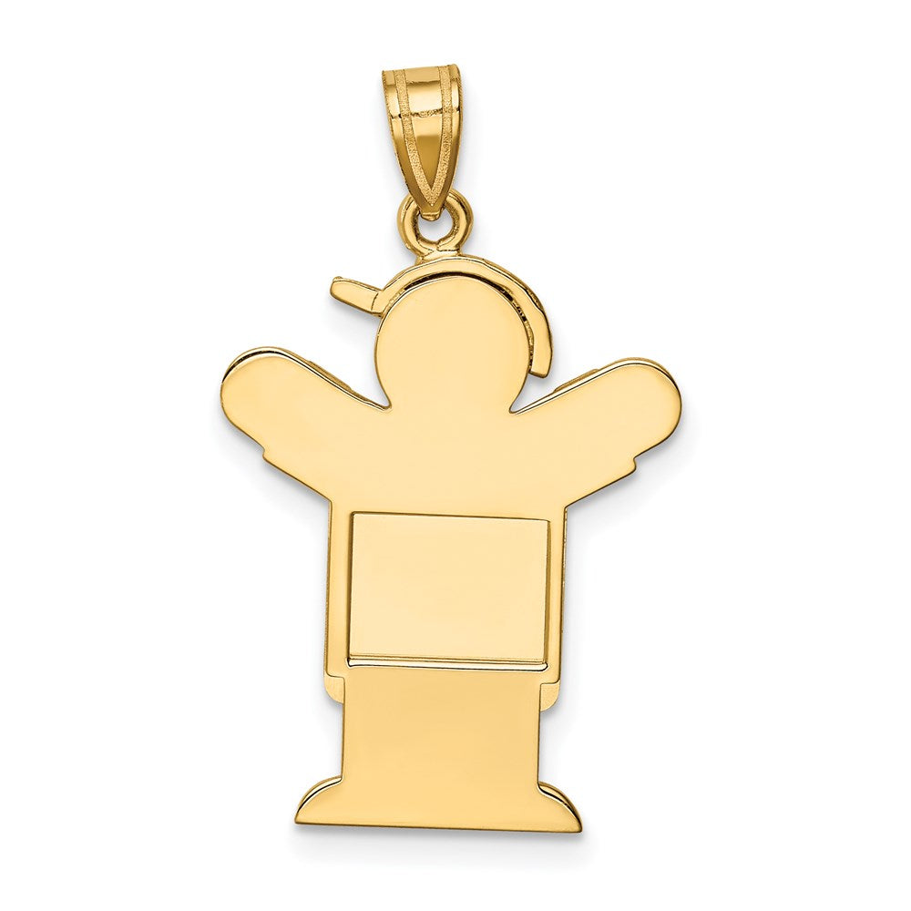 14k Solid Engravable Boy in Overalls with Hat on Left Charm