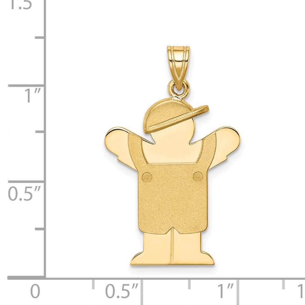 14k Solid Engravable Boy in Overalls with Hat on Left Charm
