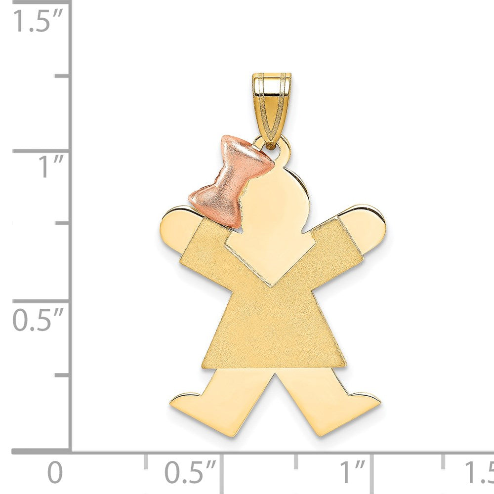 14k Two-Tone Large Girl with Bow on Left Engravable Charm