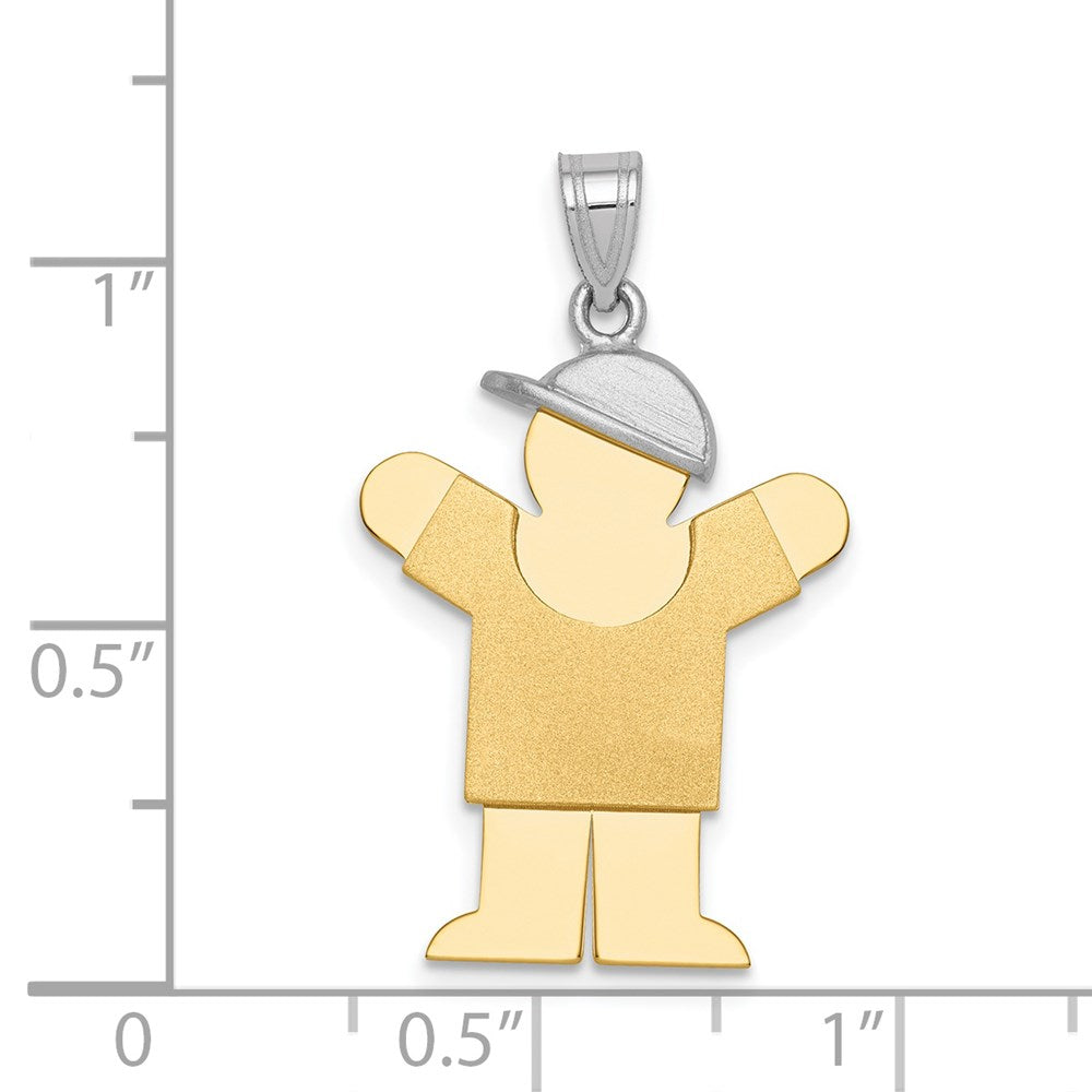 14k Two-Tone Large Boy with Hat on Right Engravable Charm