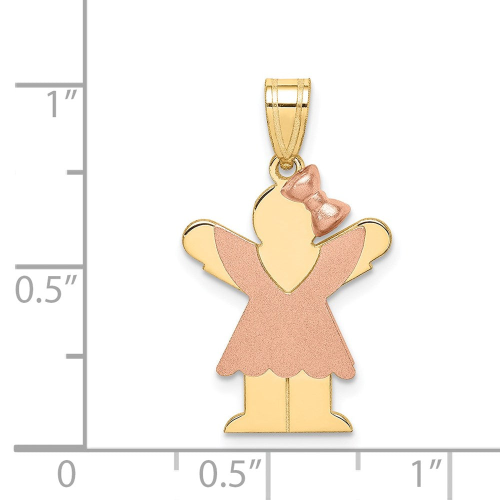 14k Two-Tone Small Girl with Bow on Right Engravable Charm