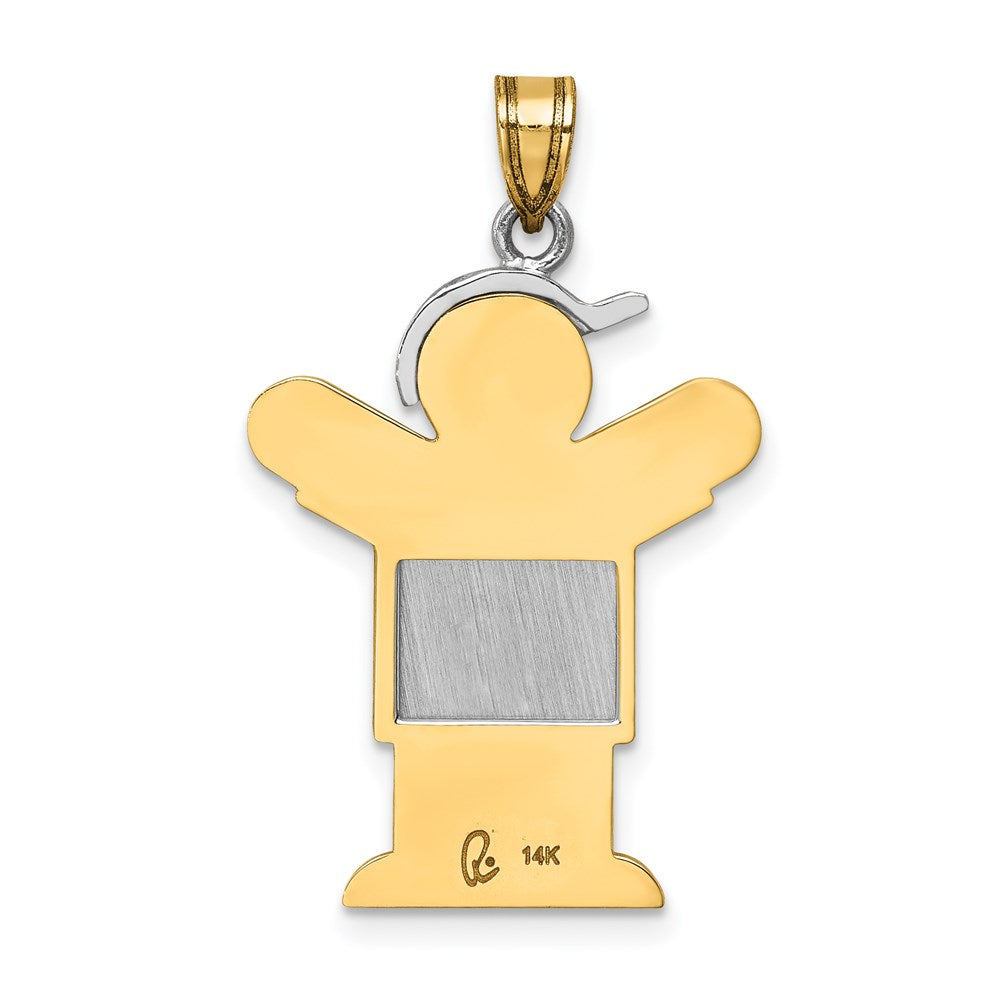 14k Two-Tone Large Boy with Hat on Right Engravable Charm