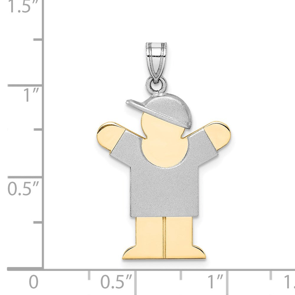 14k Two-Tone Large Boy with Hat on Right Engravable Charm