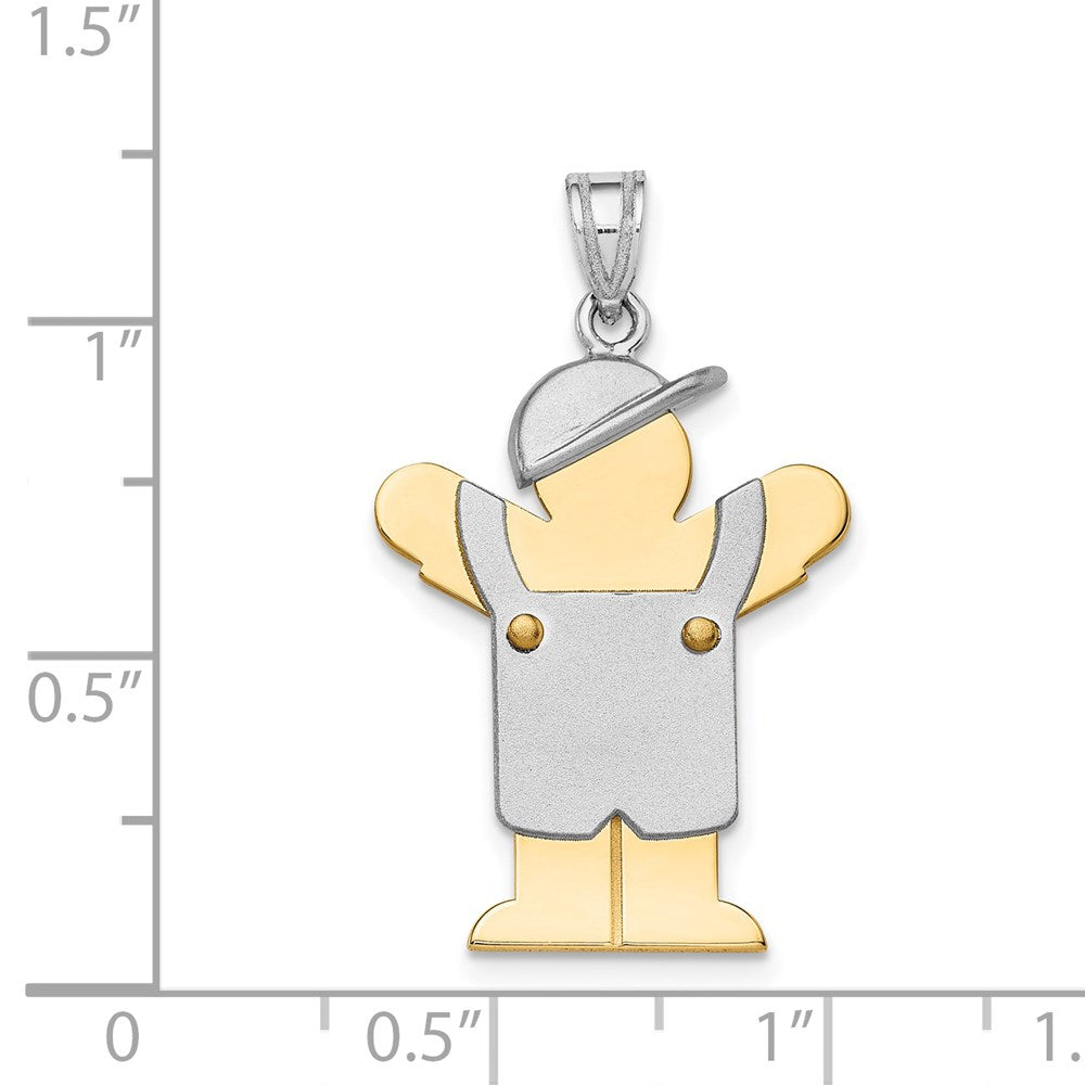 14k Two-Tone Large Boy with Hat on Left Engravable Charm