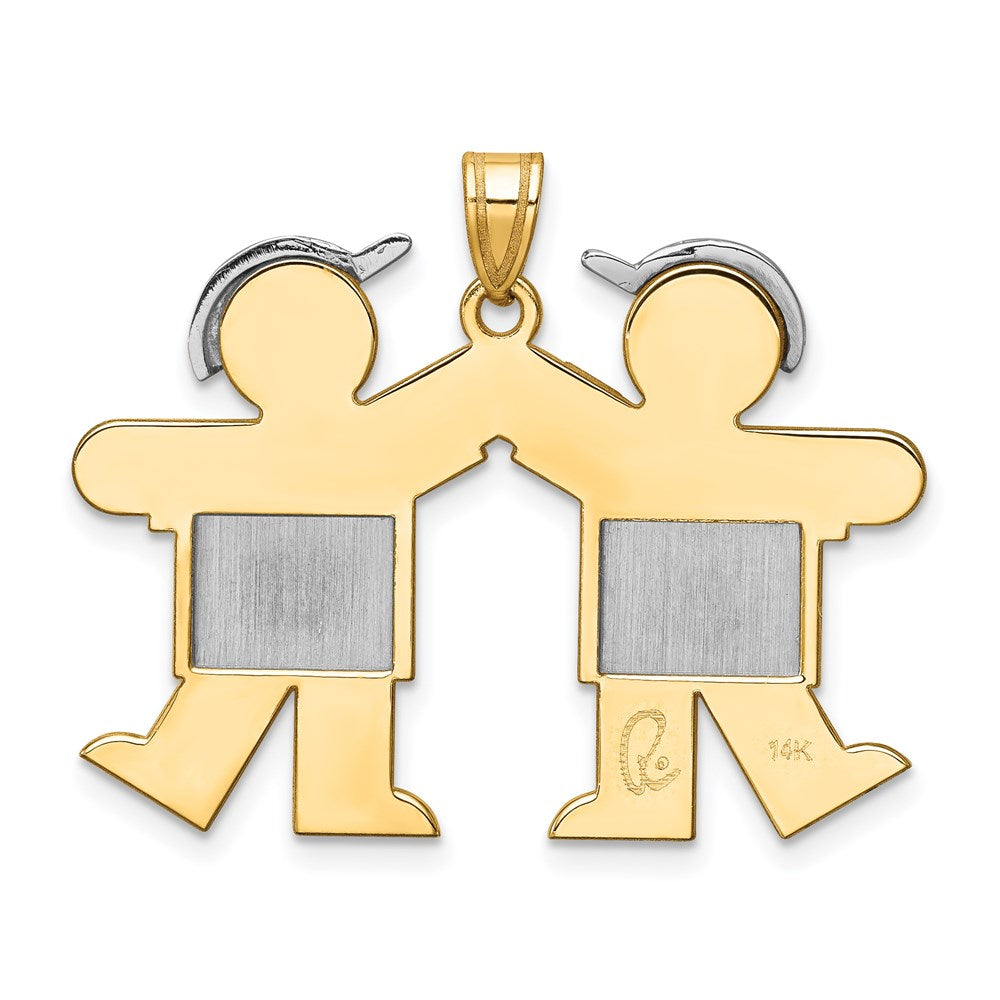 14k Two-Tone Large Double Boys Engravable Charm