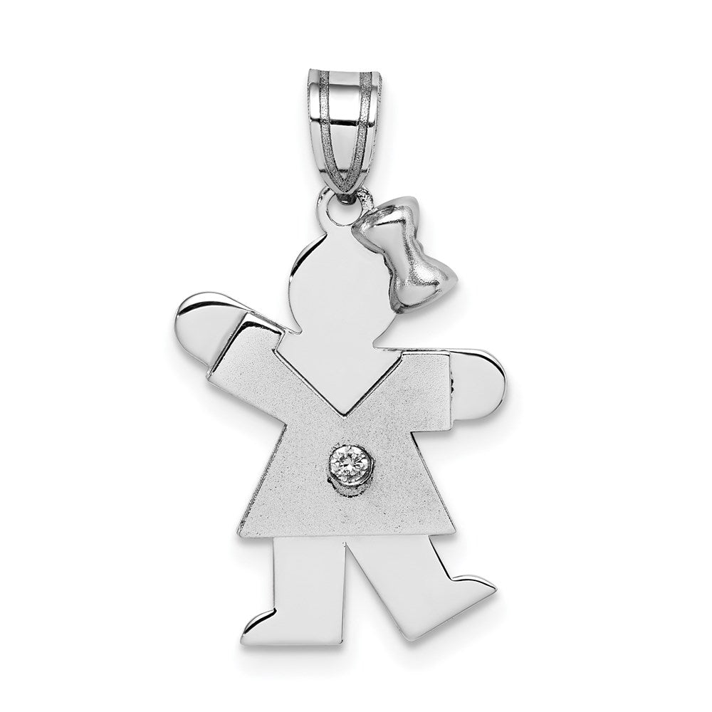 14k White Gold AA Diamond Kid Pendant