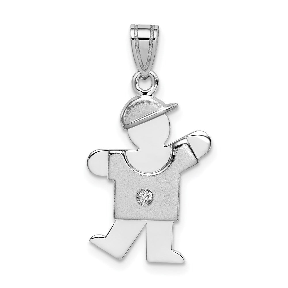 14k White Gold AA Diamond Kid Pendant