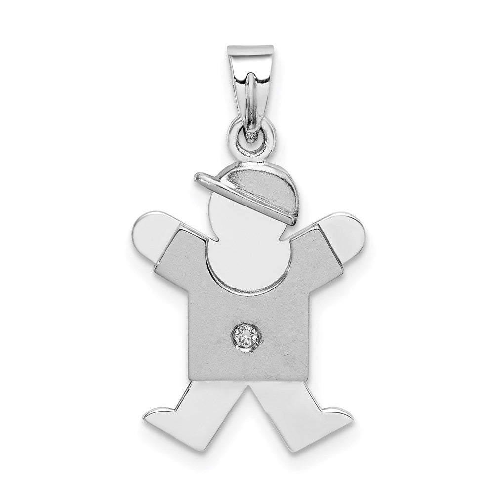 14k White Gold AA Diamond Kid Pendant