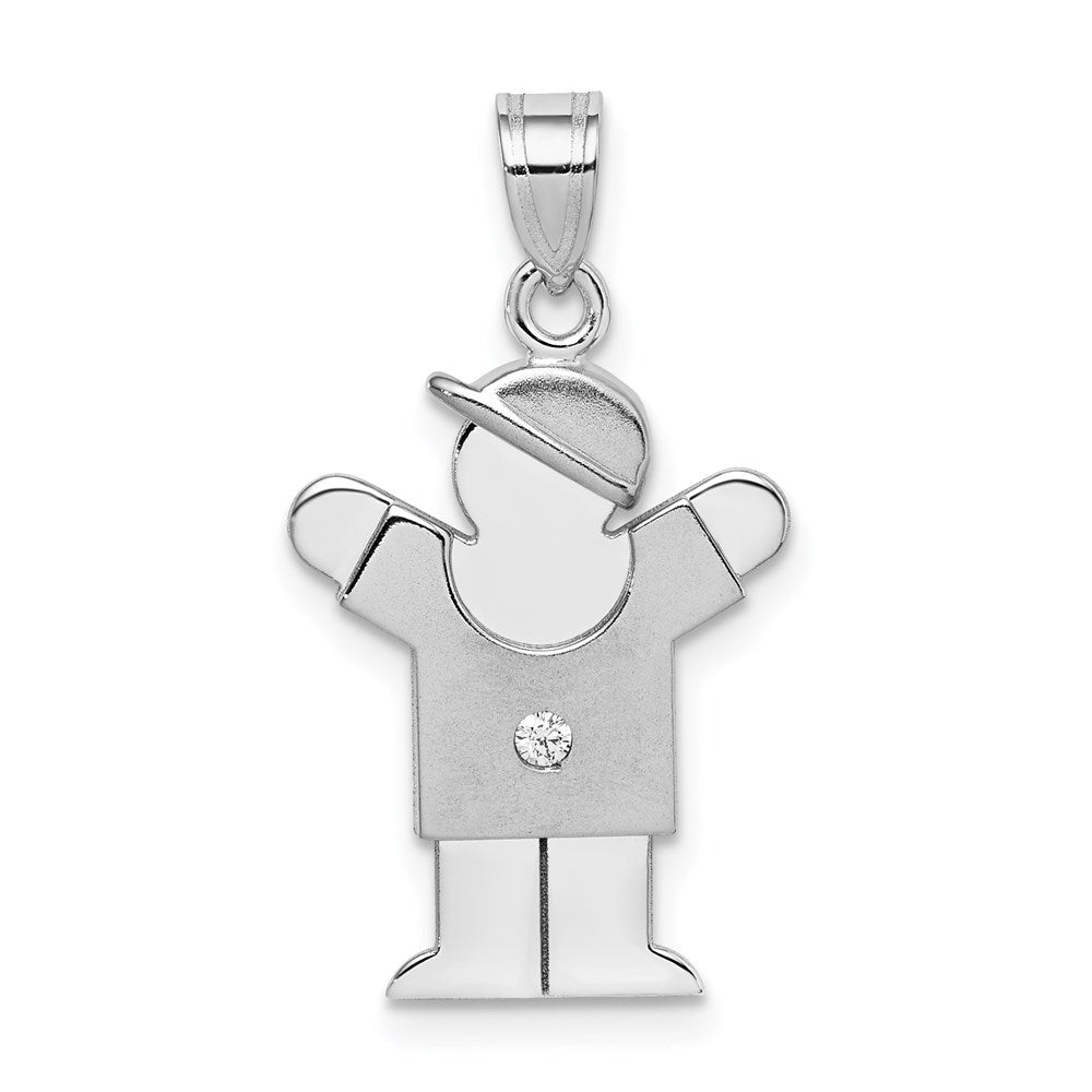 14k White Gold AA Diamond Kid Pendant