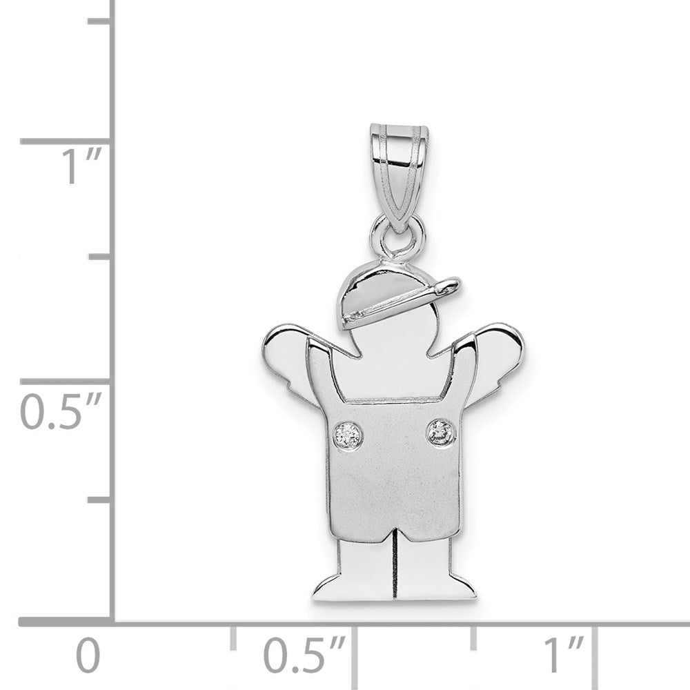 14k White Gold AA Diamond Kid Pendant