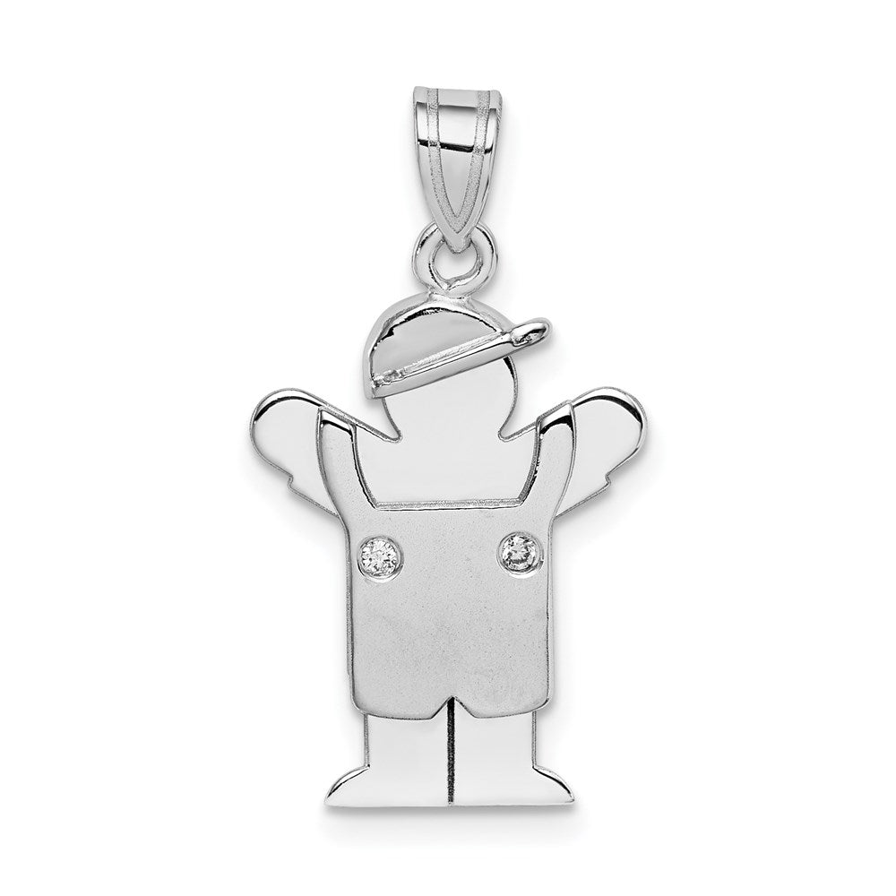 14k White Gold AA Diamond Kid Pendant