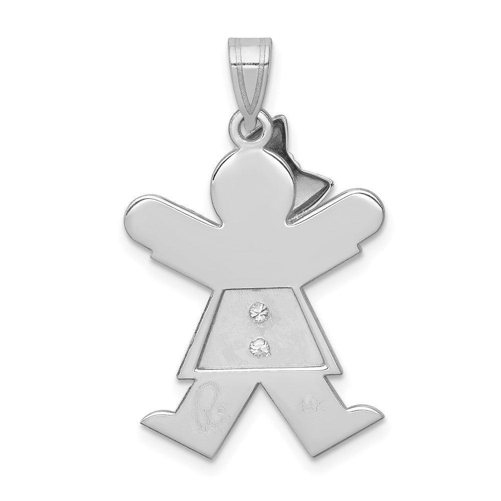 14k White Gold AA Diamond Kid Pendant