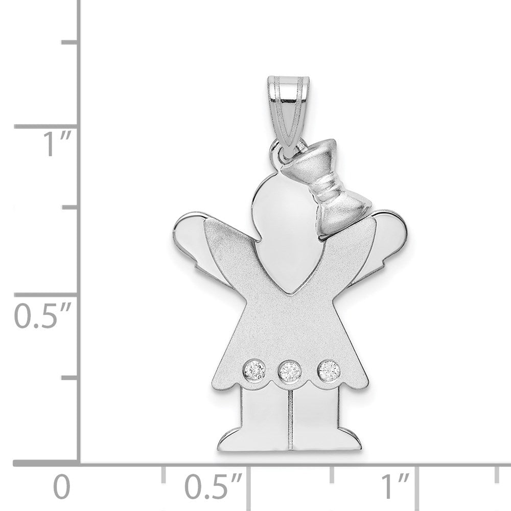 14k White Gold Complete Girl w/Bow on Right Diamond Charm