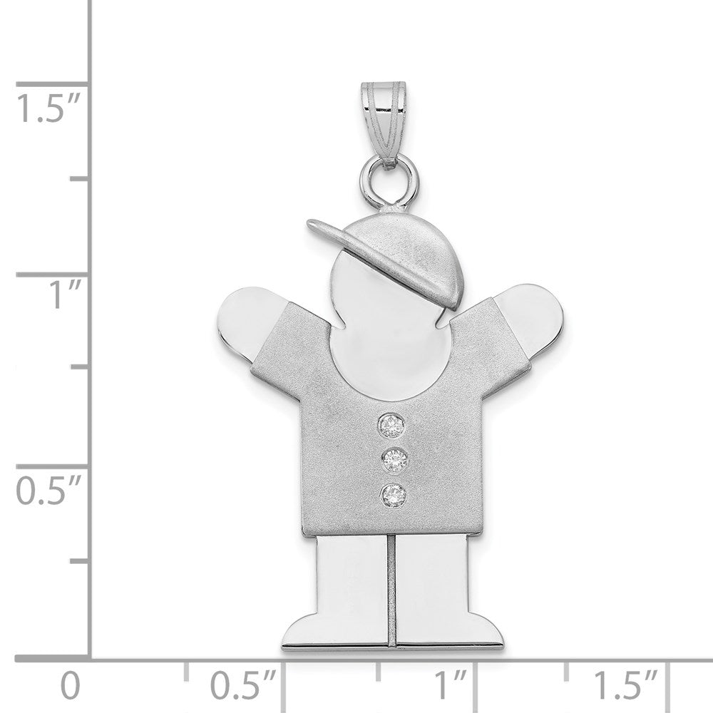 14k White Gold AA Diamond Kid Pendant