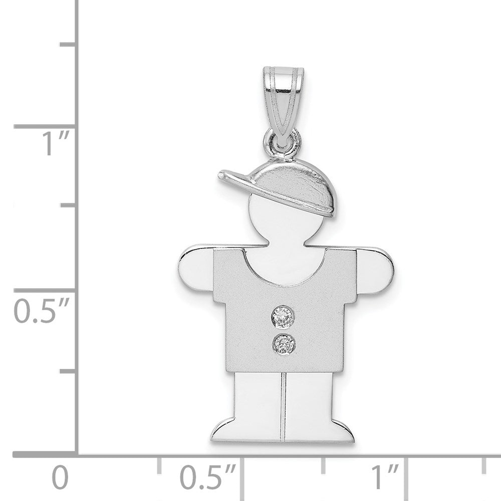14k White Gold AA Diamond Kid Pendant